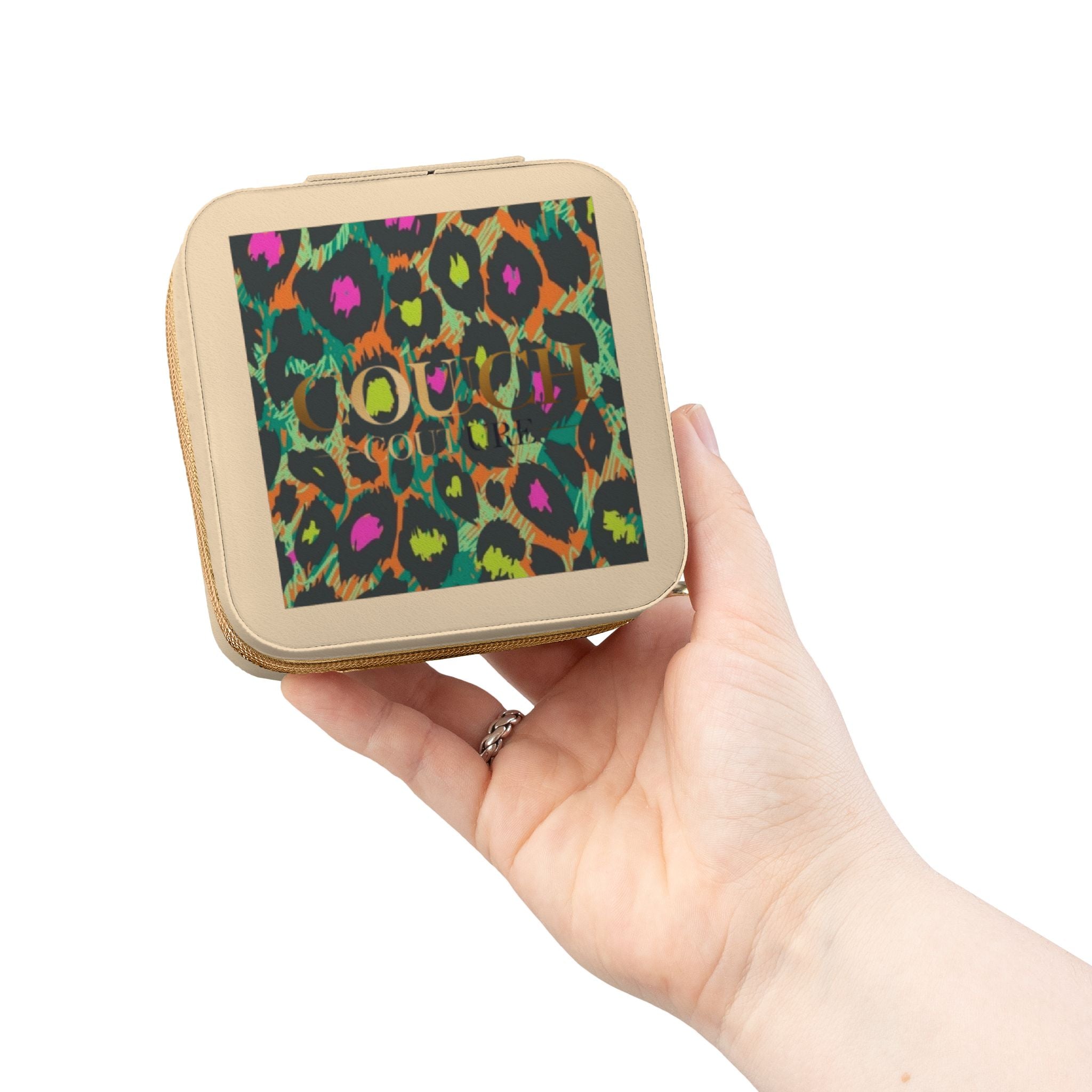 Leopard Chic Jewelry Travel Case — Compact Ring & Earring Organizer