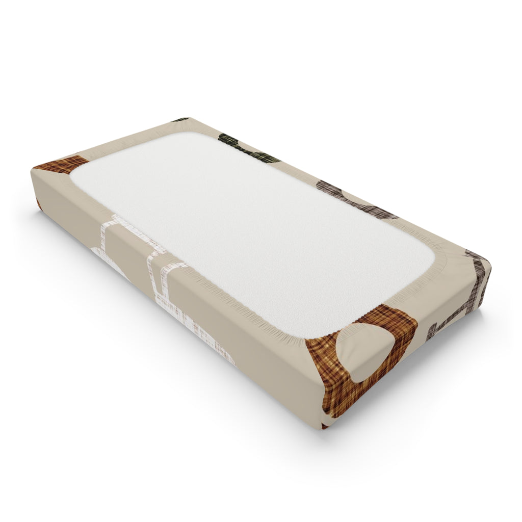 Neutral Woodland Stroller Baby Changing Pad Cover — Beige Nursery Crib Sheet