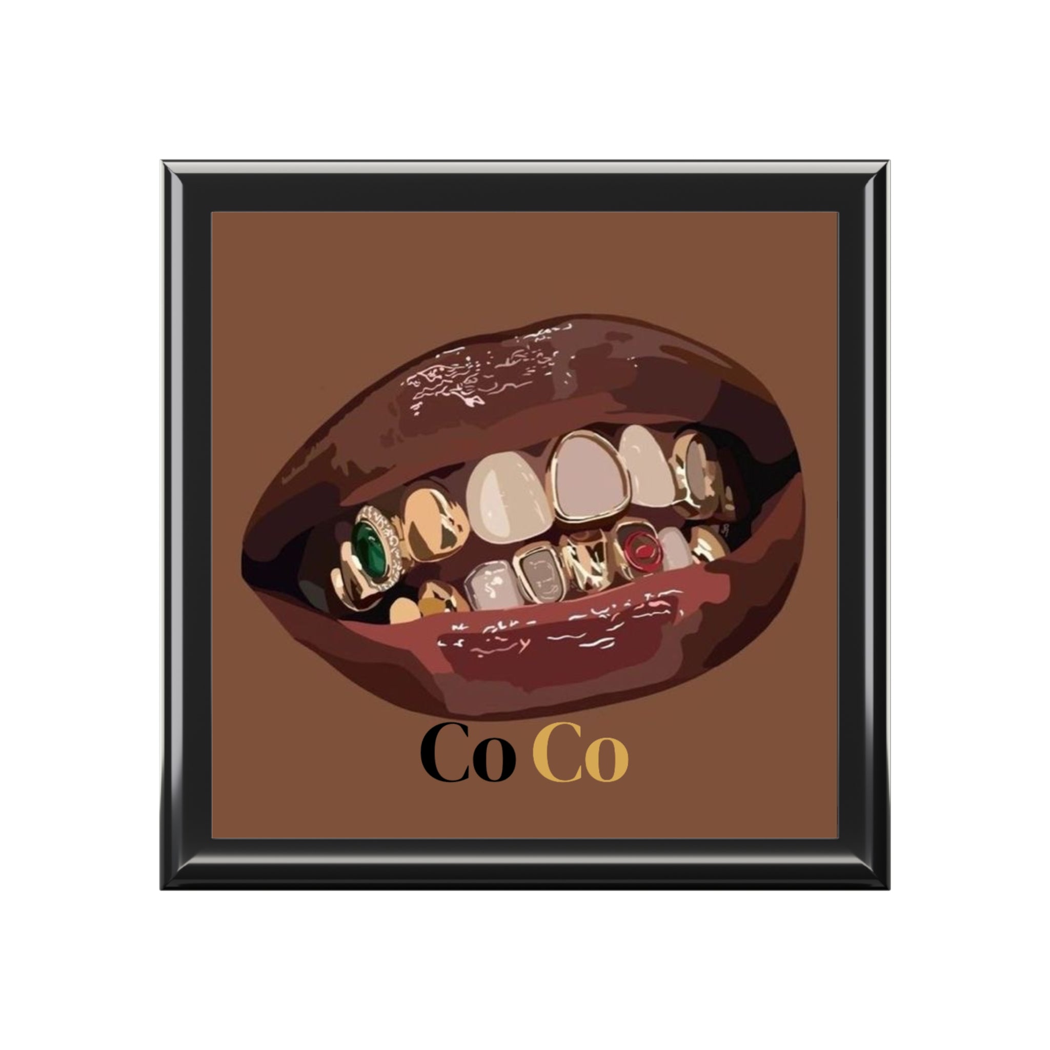 Jewelry Box - Personalized 'Co Co' Gold Grill Lips Keepsake Box