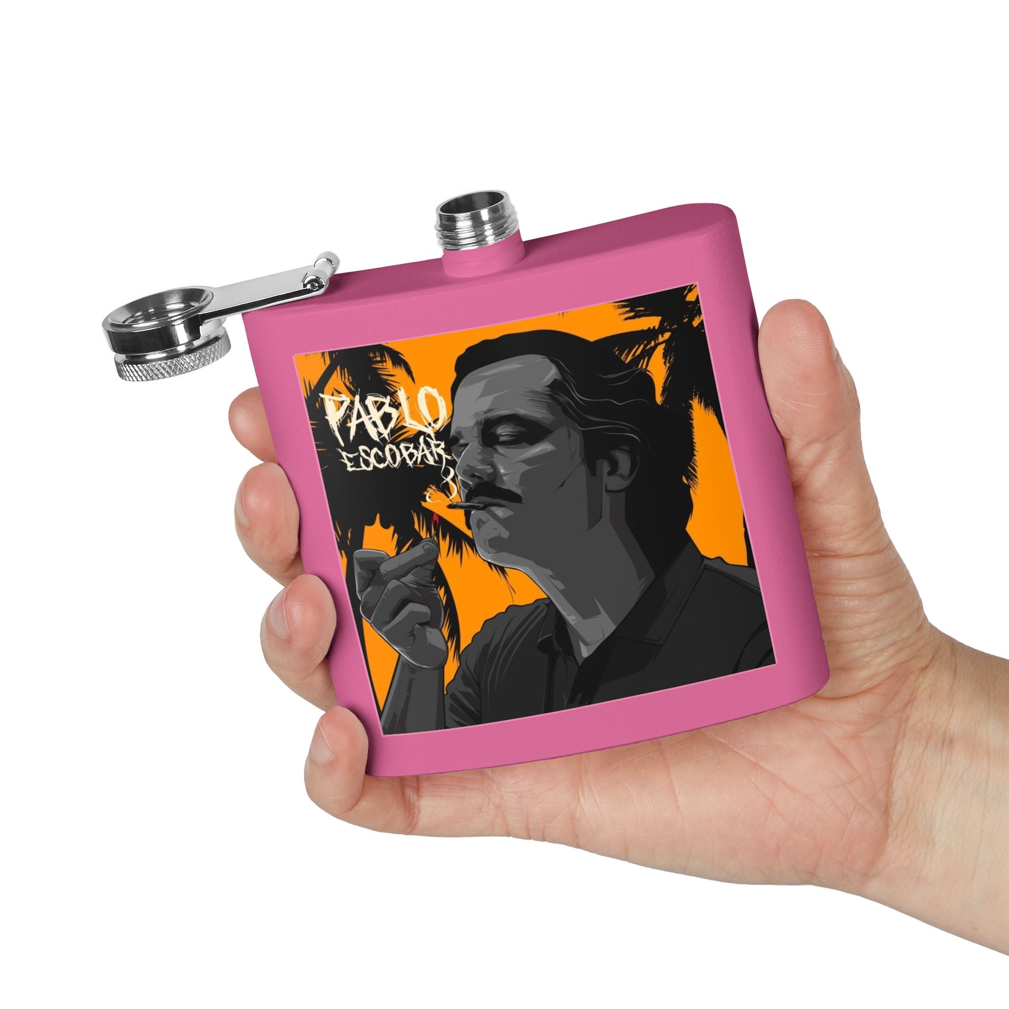 6oz Stainless Steel Flask — Retro Thriller Portrait Design