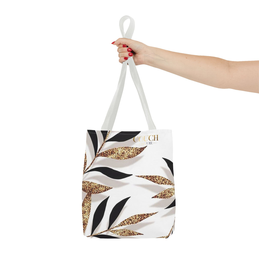 Gold Leaf Pattern Tote Bag – Chic Metallic Botanical All-Over Print Tote