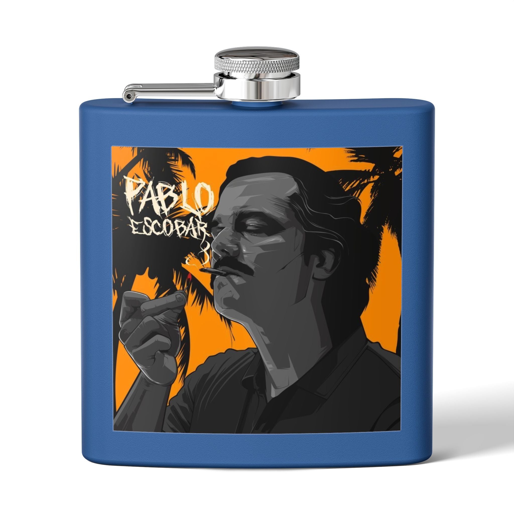 6oz Stainless Steel Flask — Retro Thriller Portrait Design