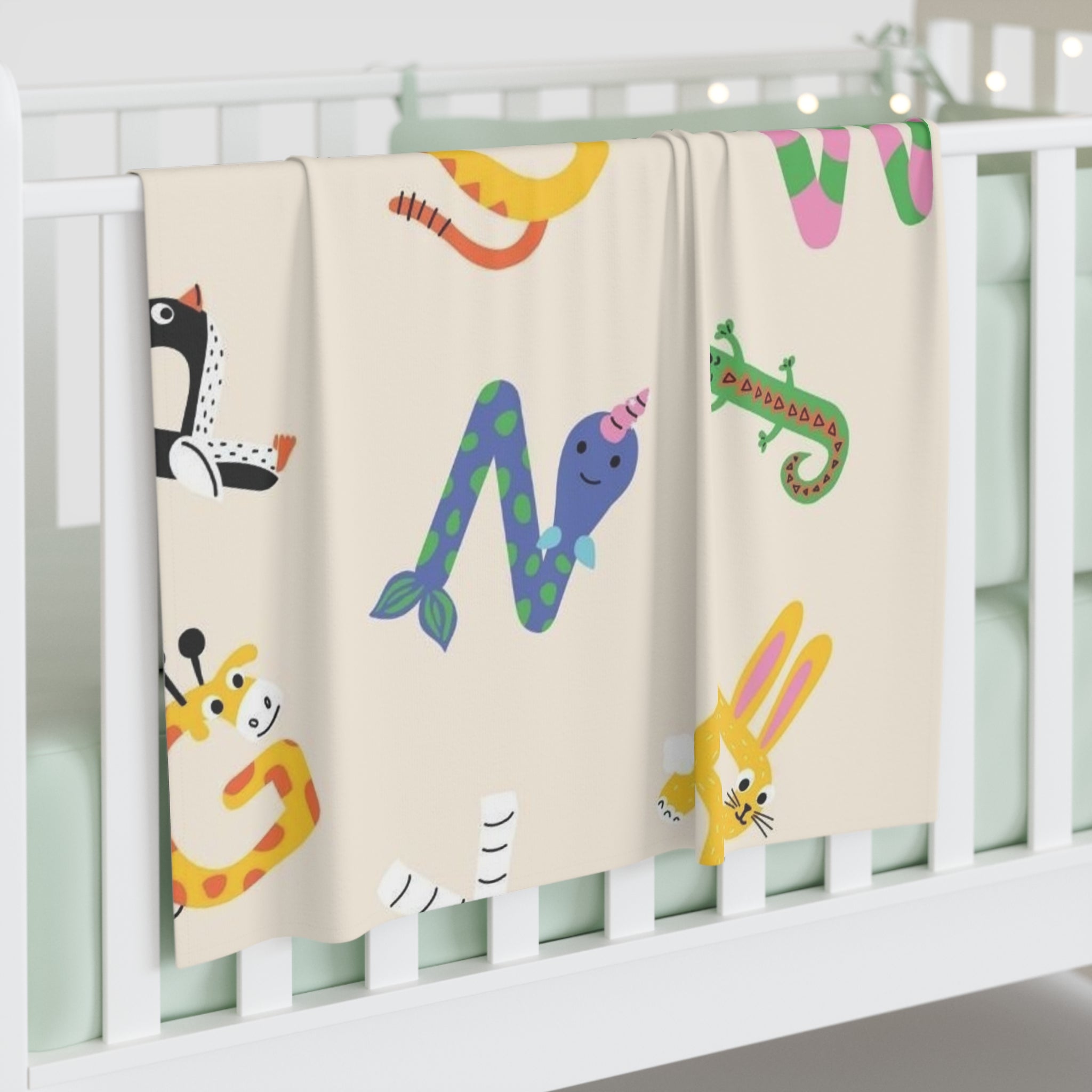 Alphabet Animal Baby Swaddle Blanket — Colorful ABC Nursery Swaddle