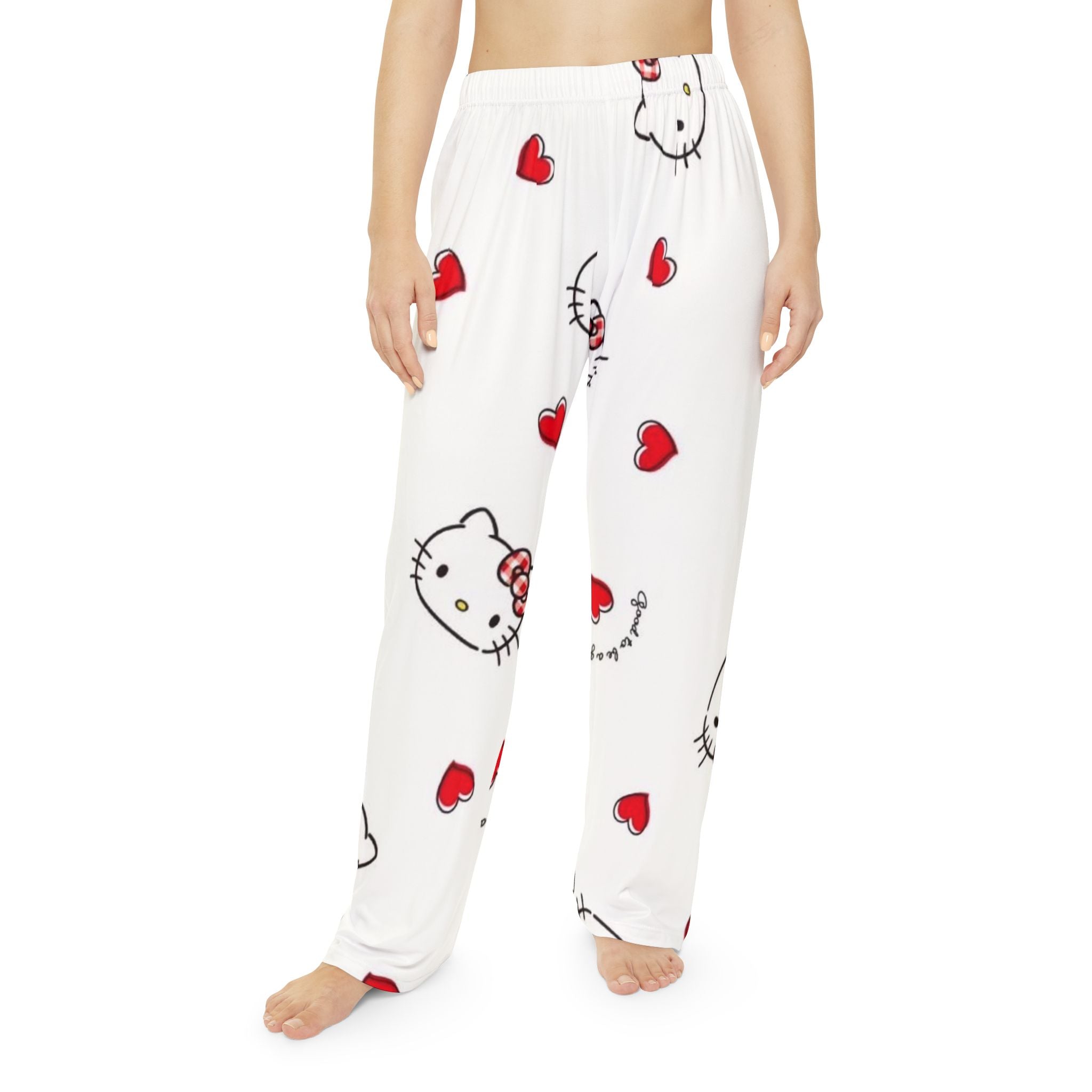 Hello Kitty Heart Pajama Pants — Women’s Cozy All-Over Print Lounge Sleepwear