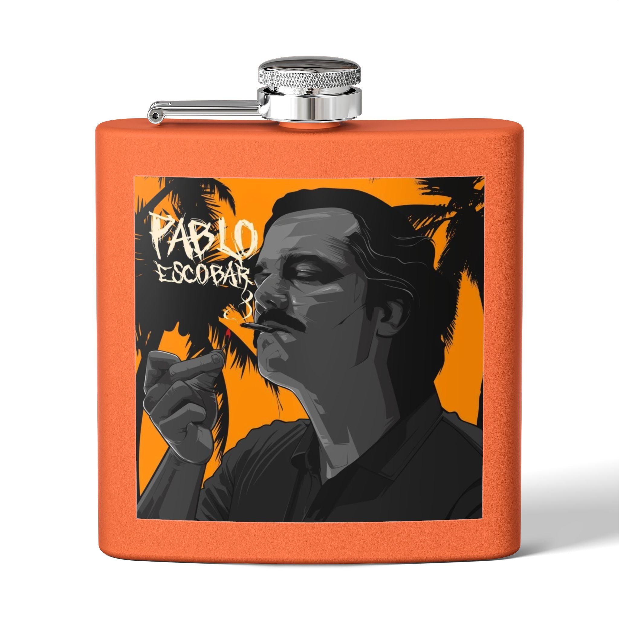 6oz Stainless Steel Flask — Retro Thriller Portrait Design