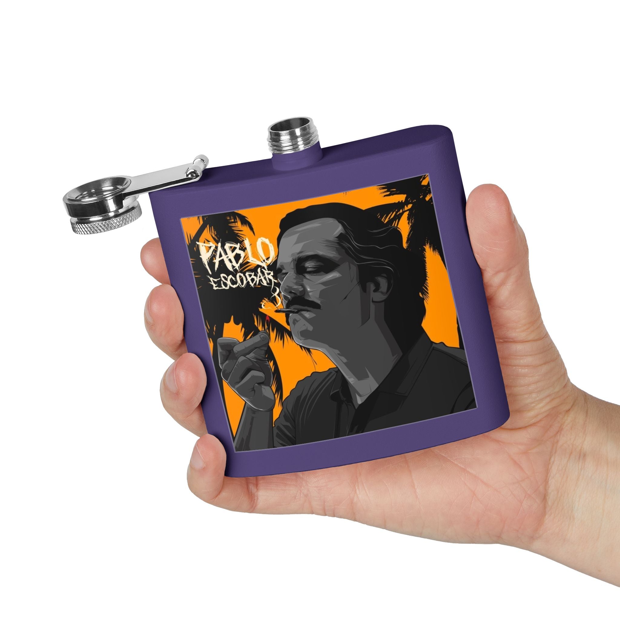 6oz Stainless Steel Flask — Retro Thriller Portrait Design
