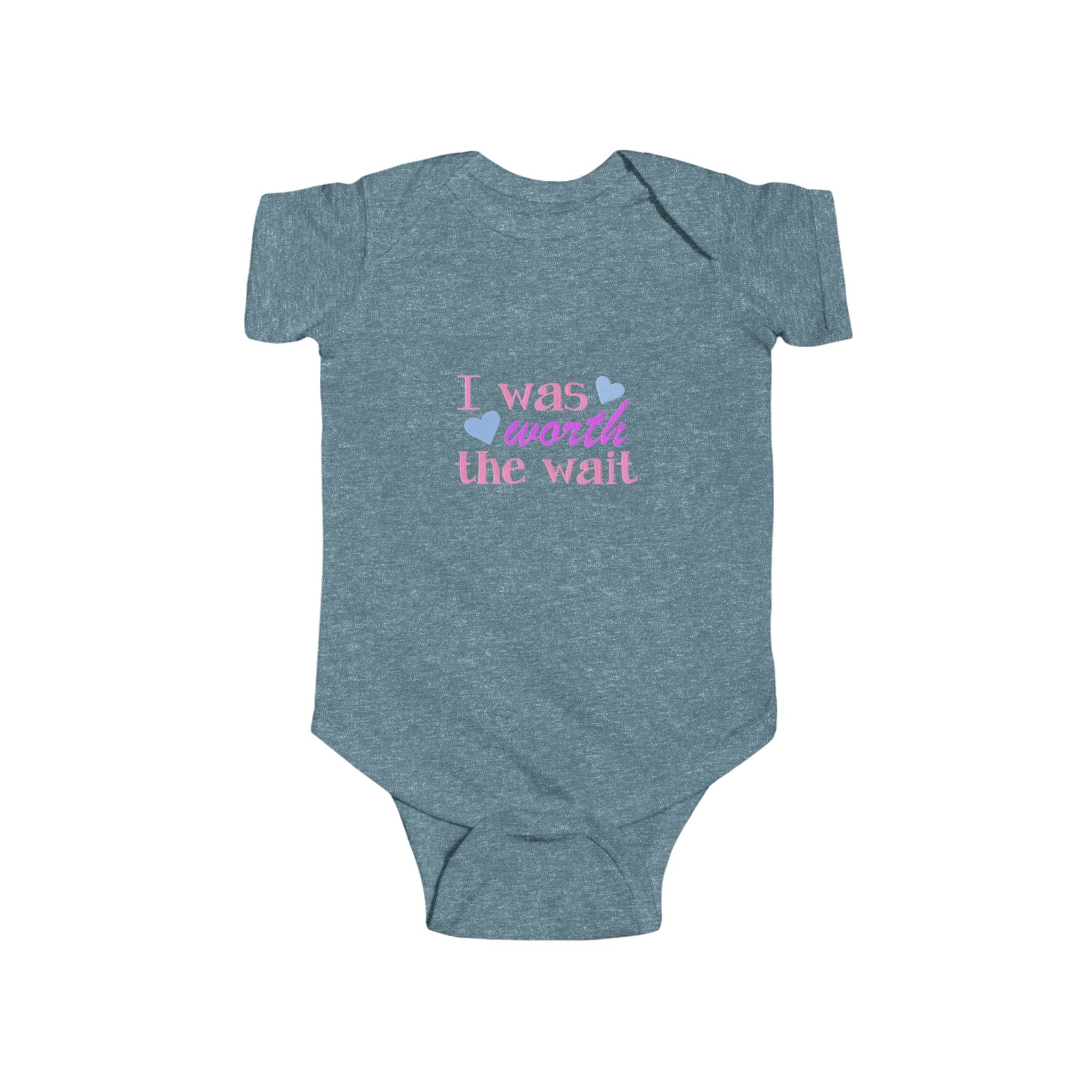 Infant Bodysuit - "I Was Worth the Wait" New Baby Announcement Onesie