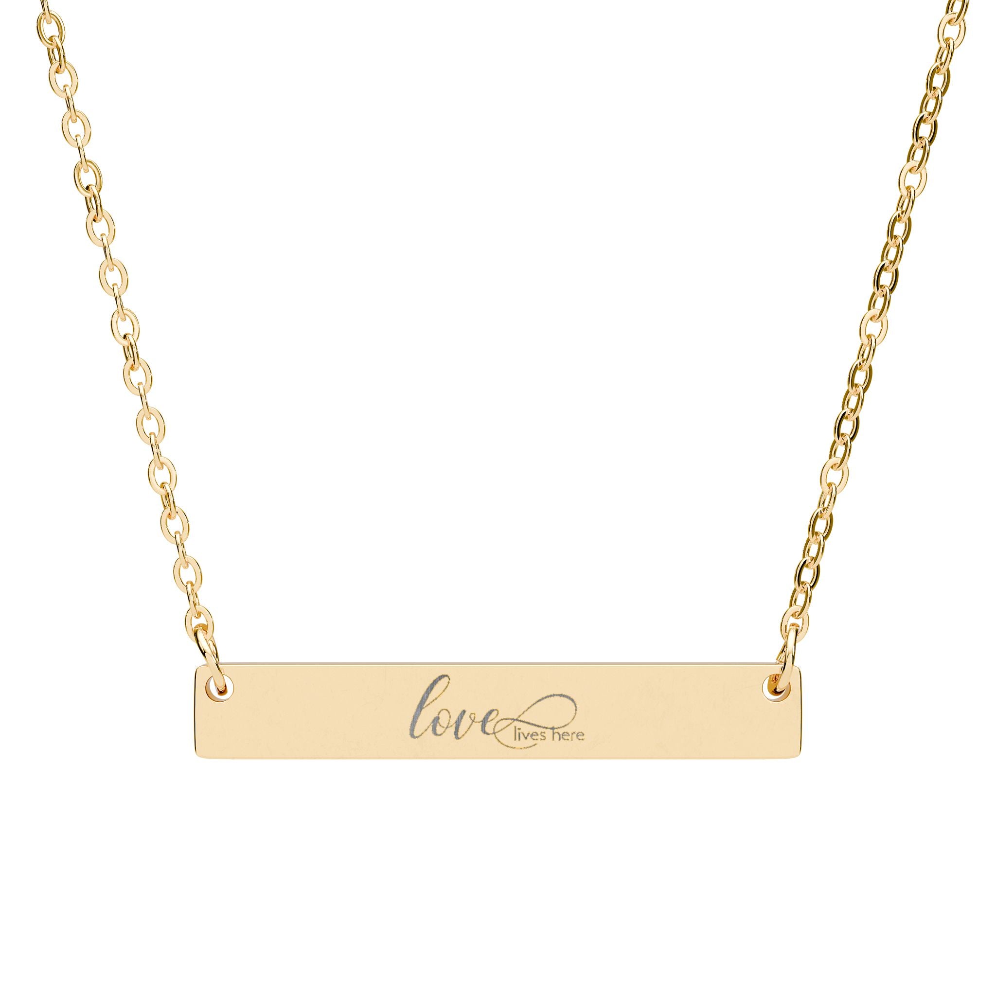 Engraved Horizontal Bar Necklace — Personalized Name or Message Pendant