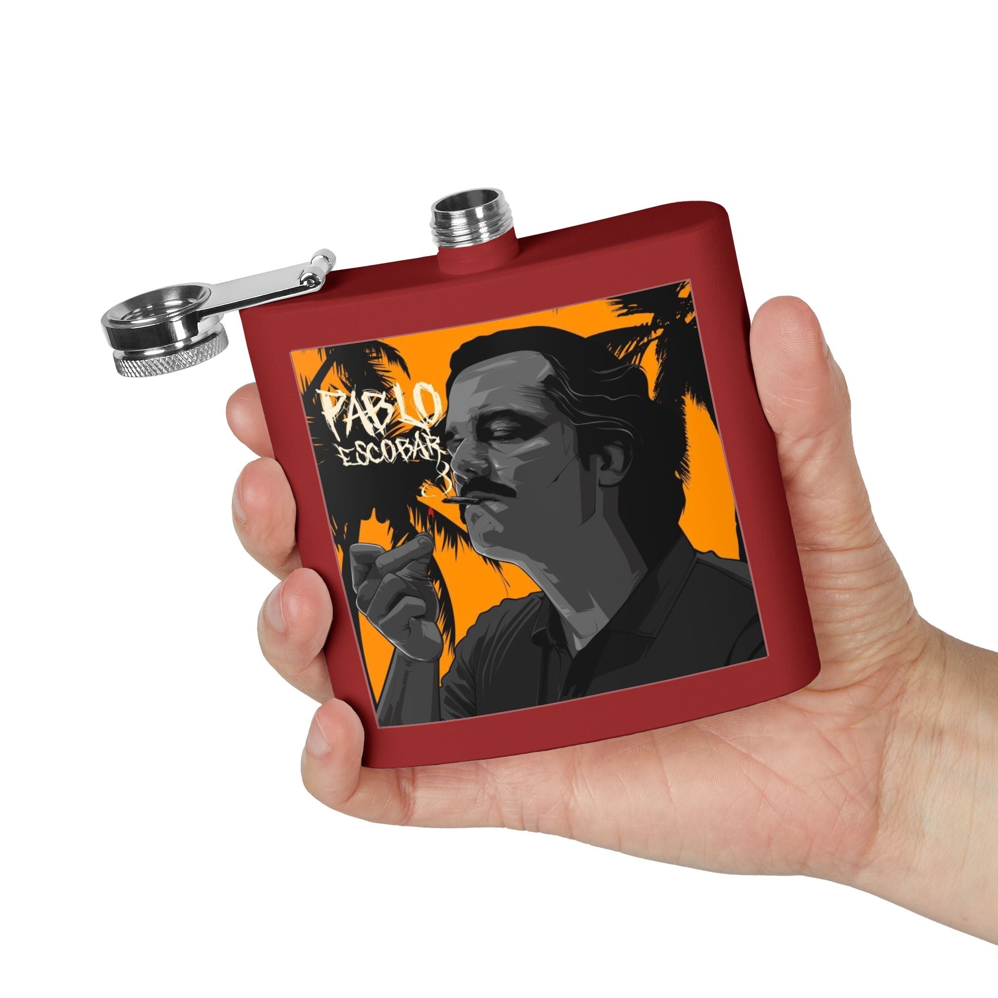 6oz Stainless Steel Flask — Retro Thriller Portrait Design