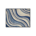 Blue Retro Wave Heavy-Duty Floor Mat — Non-Slip Entry Rug