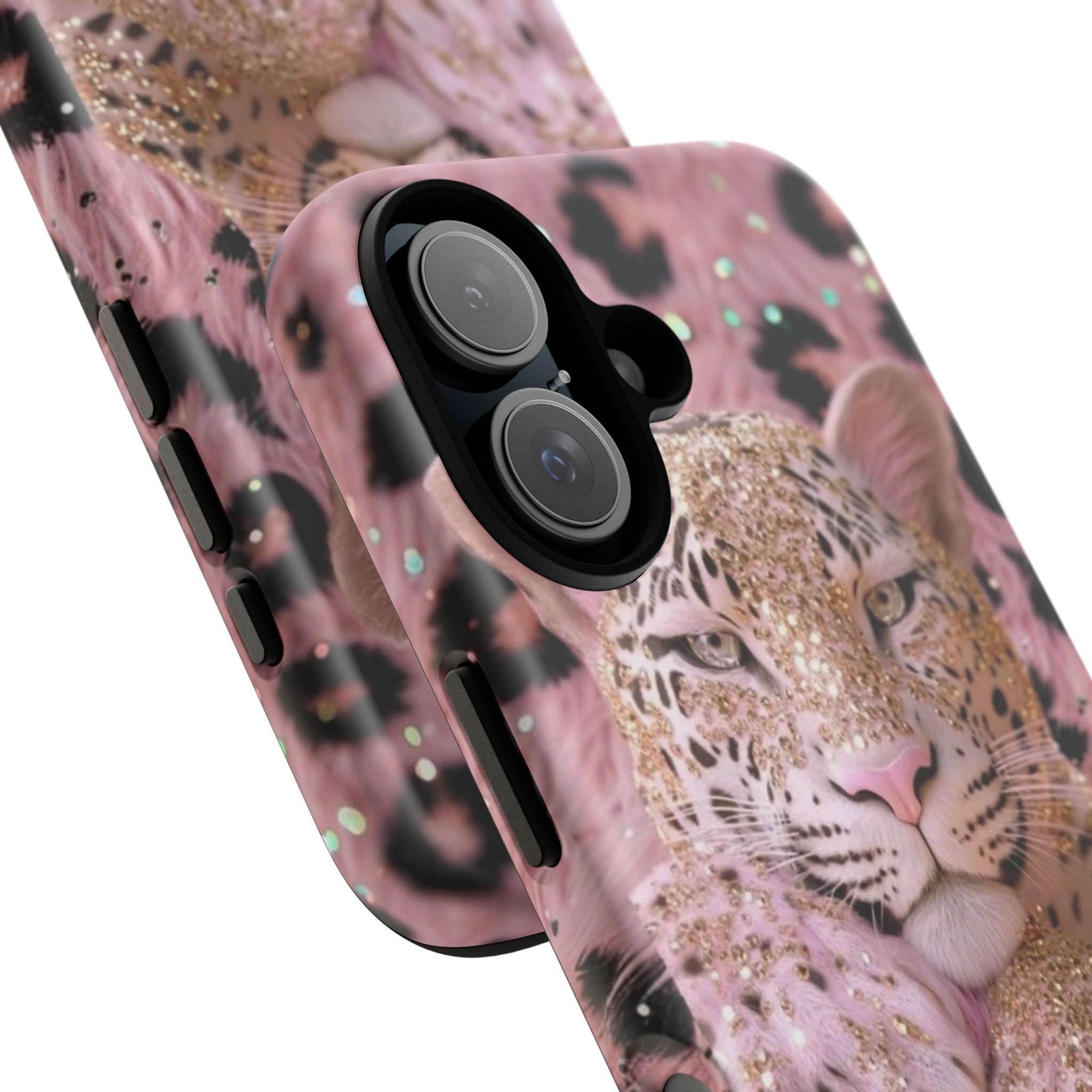 Leopard Luxe Tough Phone Case — Pink Glitter Cheetah Design