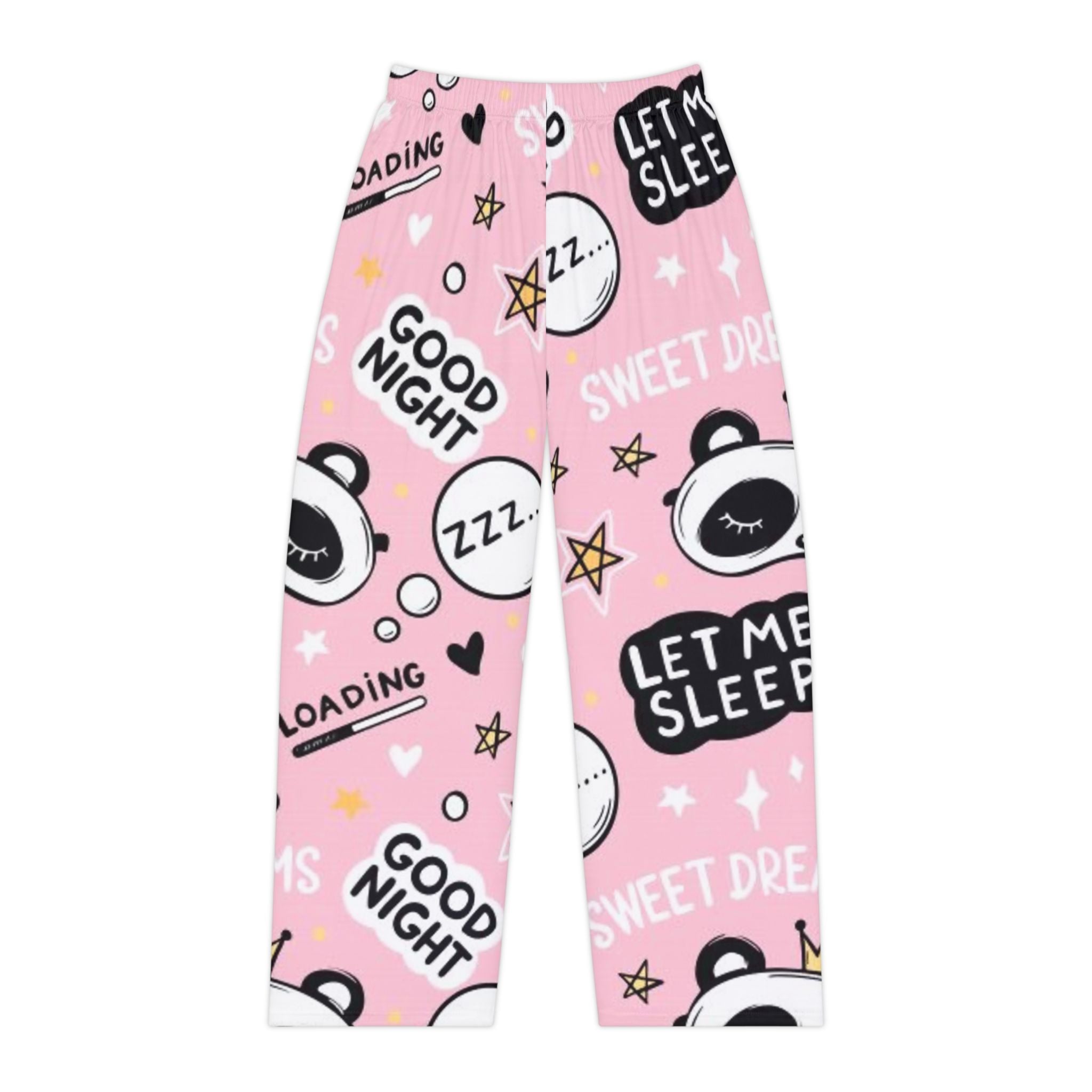Pajama Pants — Pink 'Good Night / Let Me Sleep' All-Over Print Lounge Pants