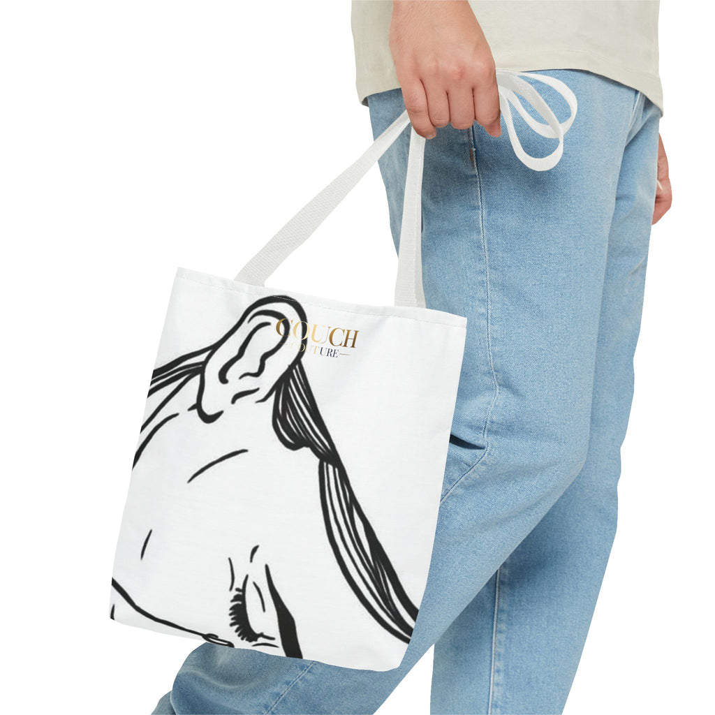 Minimalist Line Art Tote Bag — 'Touch the Trend' Candlestick Chart Design