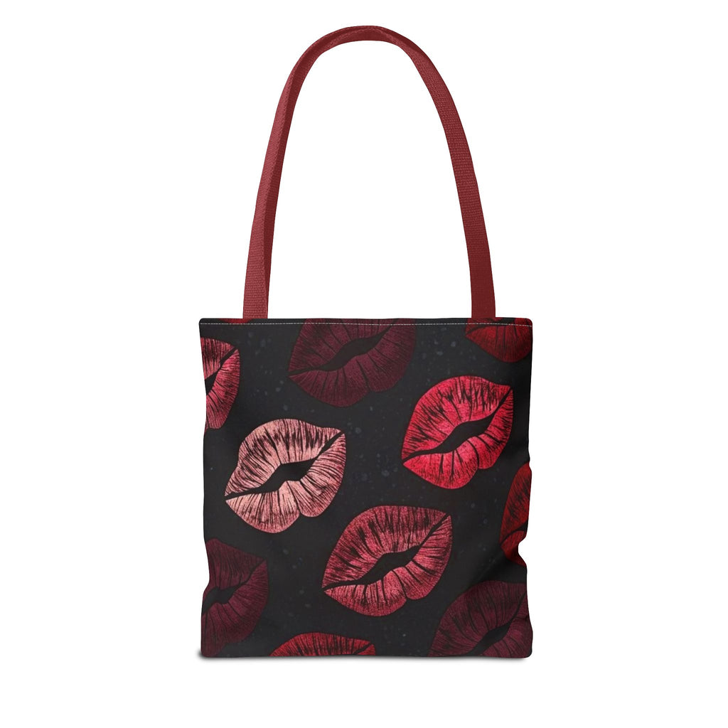 Kiss Print Tote Bag — Red Lip Pattern All-Over-Print Beach & Everyday Shopper