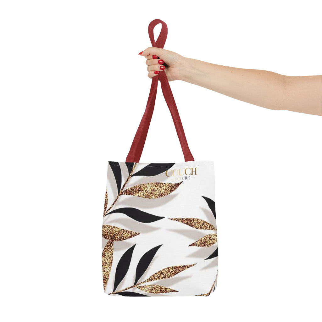 Gold Leaf Pattern Tote Bag – Chic Metallic Botanical All-Over Print Tote