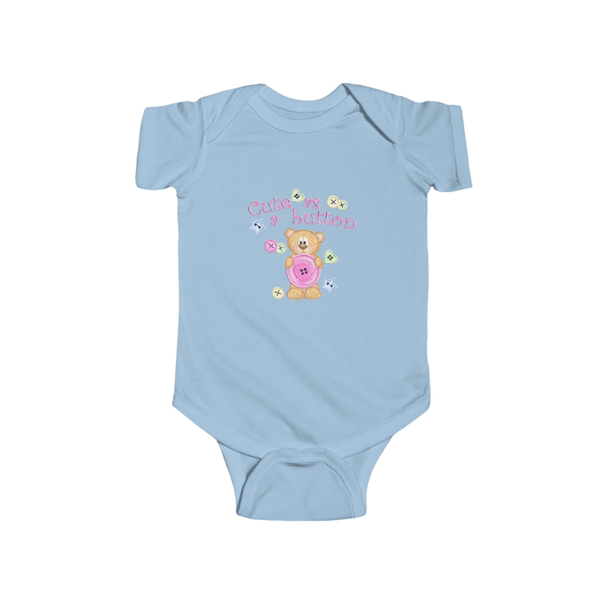 Infant Bodysuit "Cutie as a Button" Teddy Baby Onesie – Newborn Gift