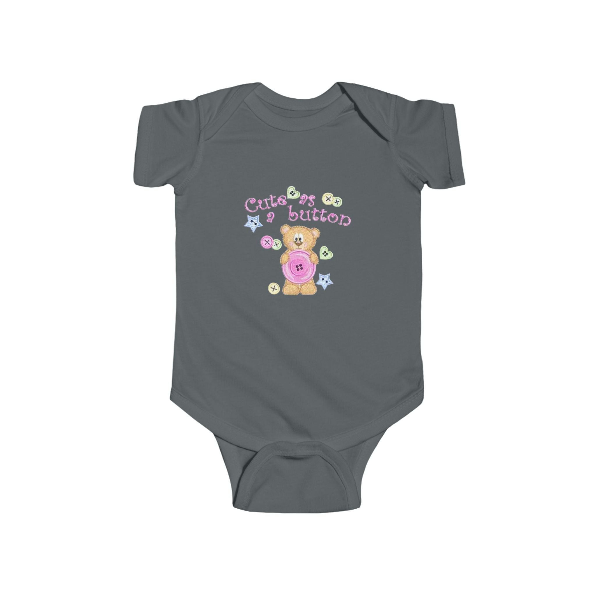 Infant Bodysuit "Cutie as a Button" Teddy Baby Onesie – Newborn Gift
