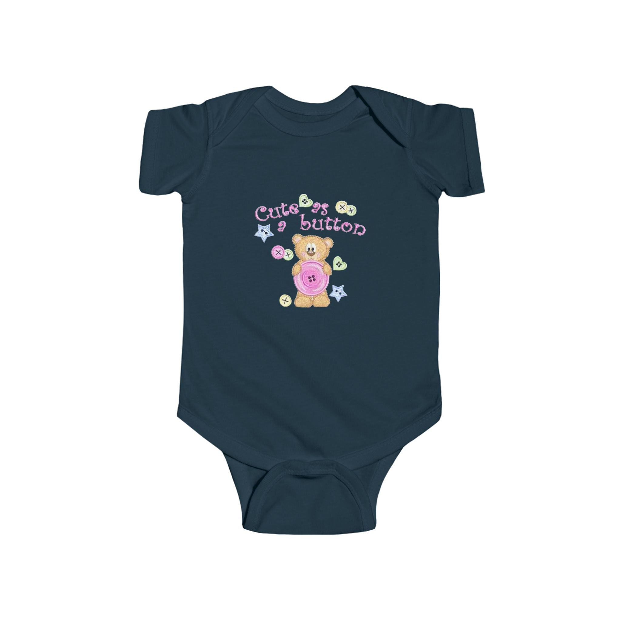 Infant Bodysuit "Cutie as a Button" Teddy Baby Onesie – Newborn Gift