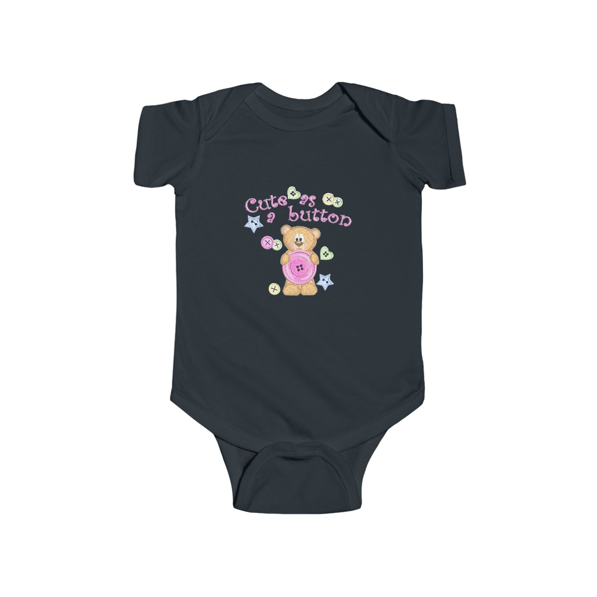Infant Bodysuit "Cutie as a Button" Teddy Baby Onesie – Newborn Gift