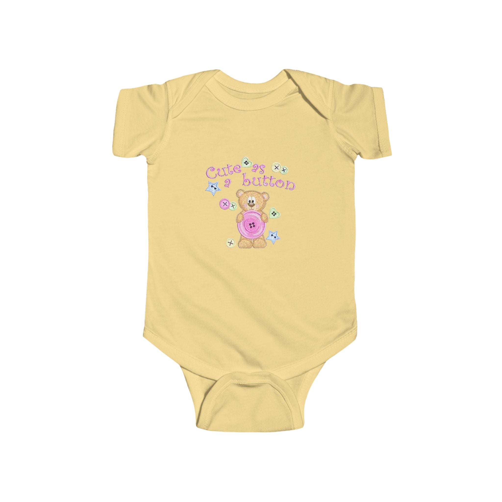 Infant Bodysuit "Cutie as a Button" Teddy Baby Onesie – Newborn Gift