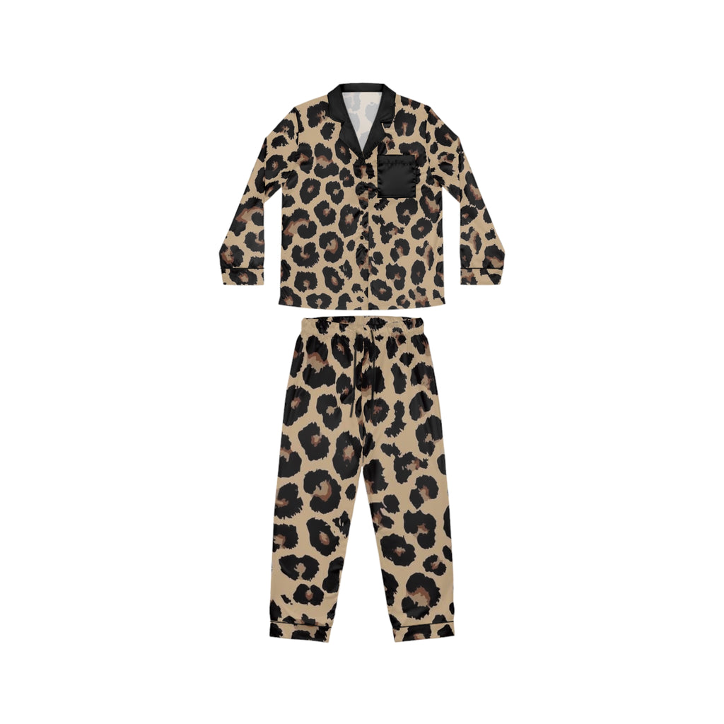 Leopard Print Satin Women's Pajama Set — Luxury Sleepwear Two-Piece
