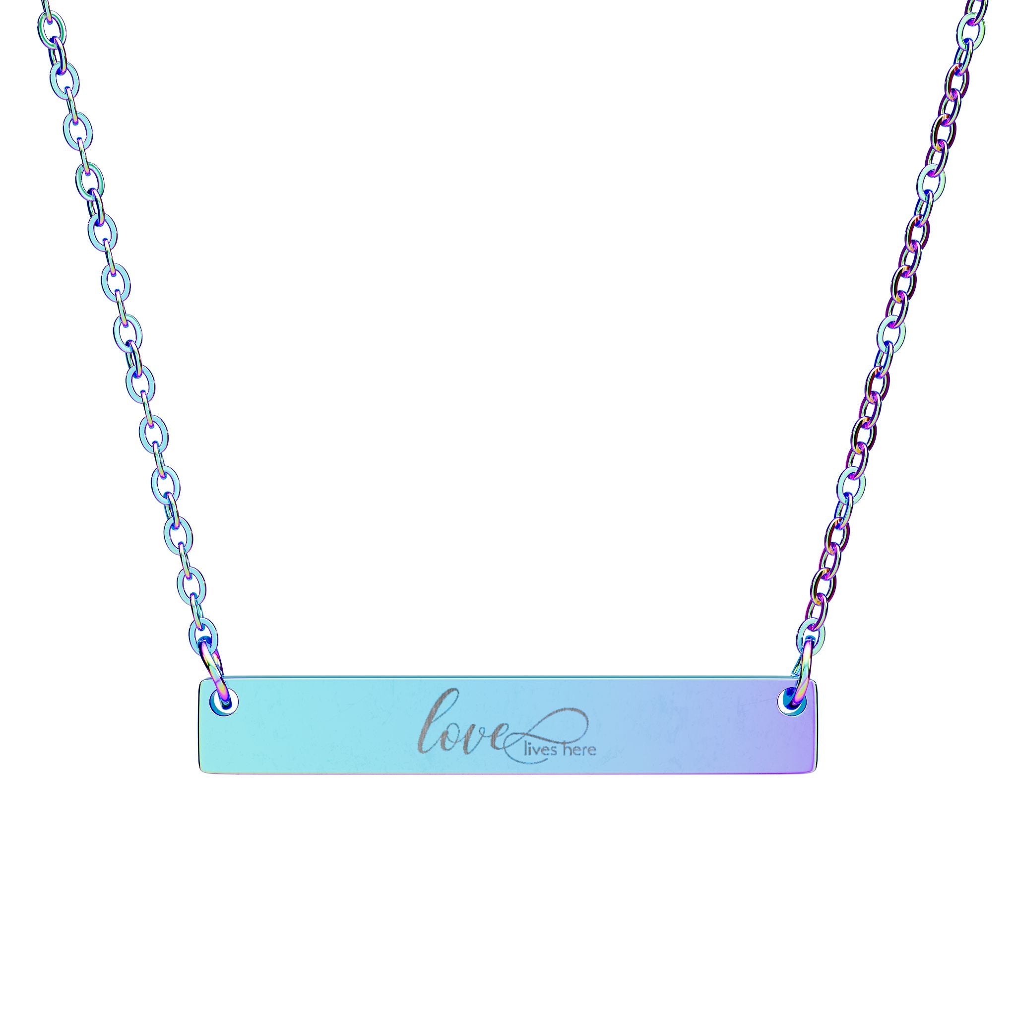 Engraved Horizontal Bar Necklace — Personalized Name or Message Pendant