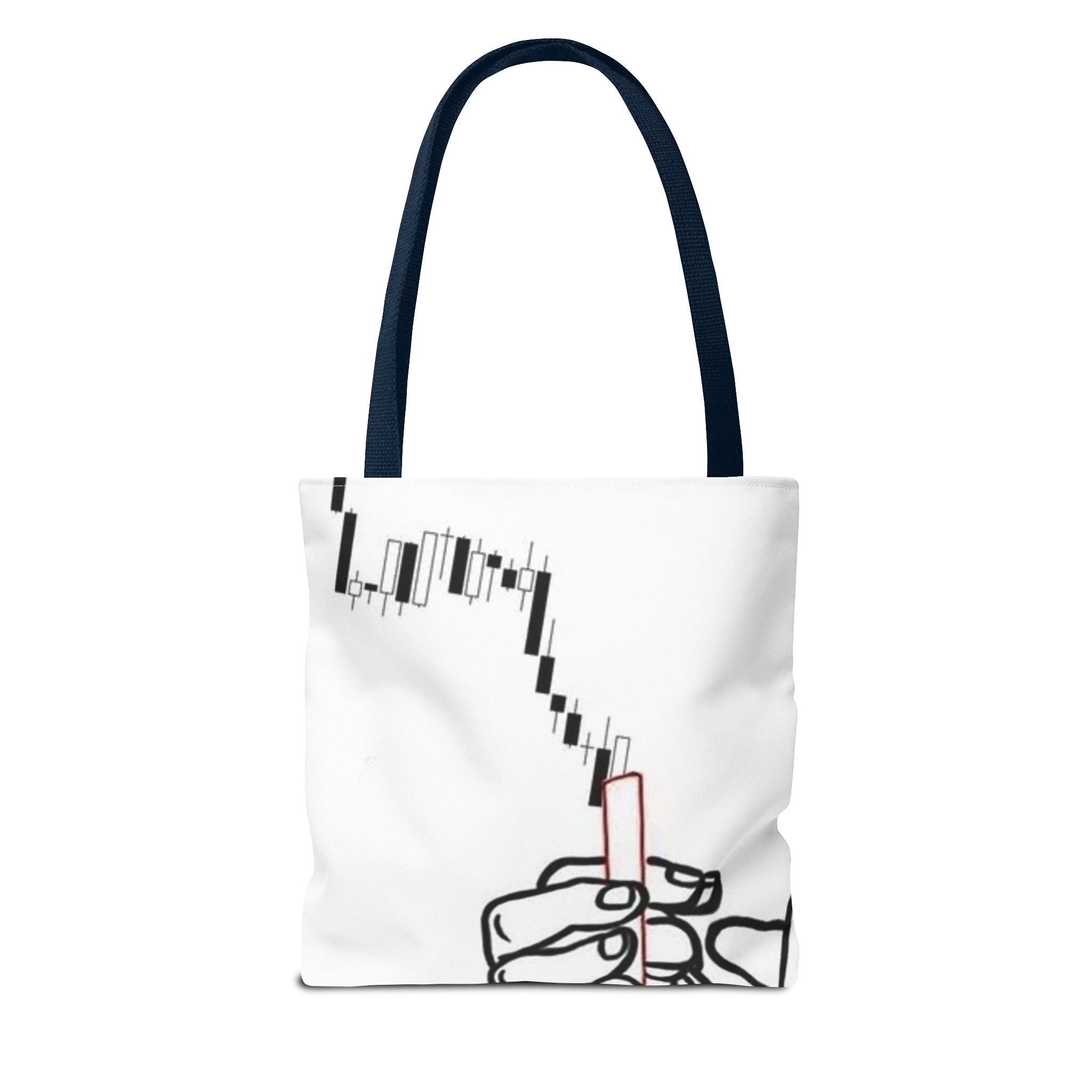 Minimalist Line Art Tote Bag — 'Touch the Trend' Candlestick Chart Design