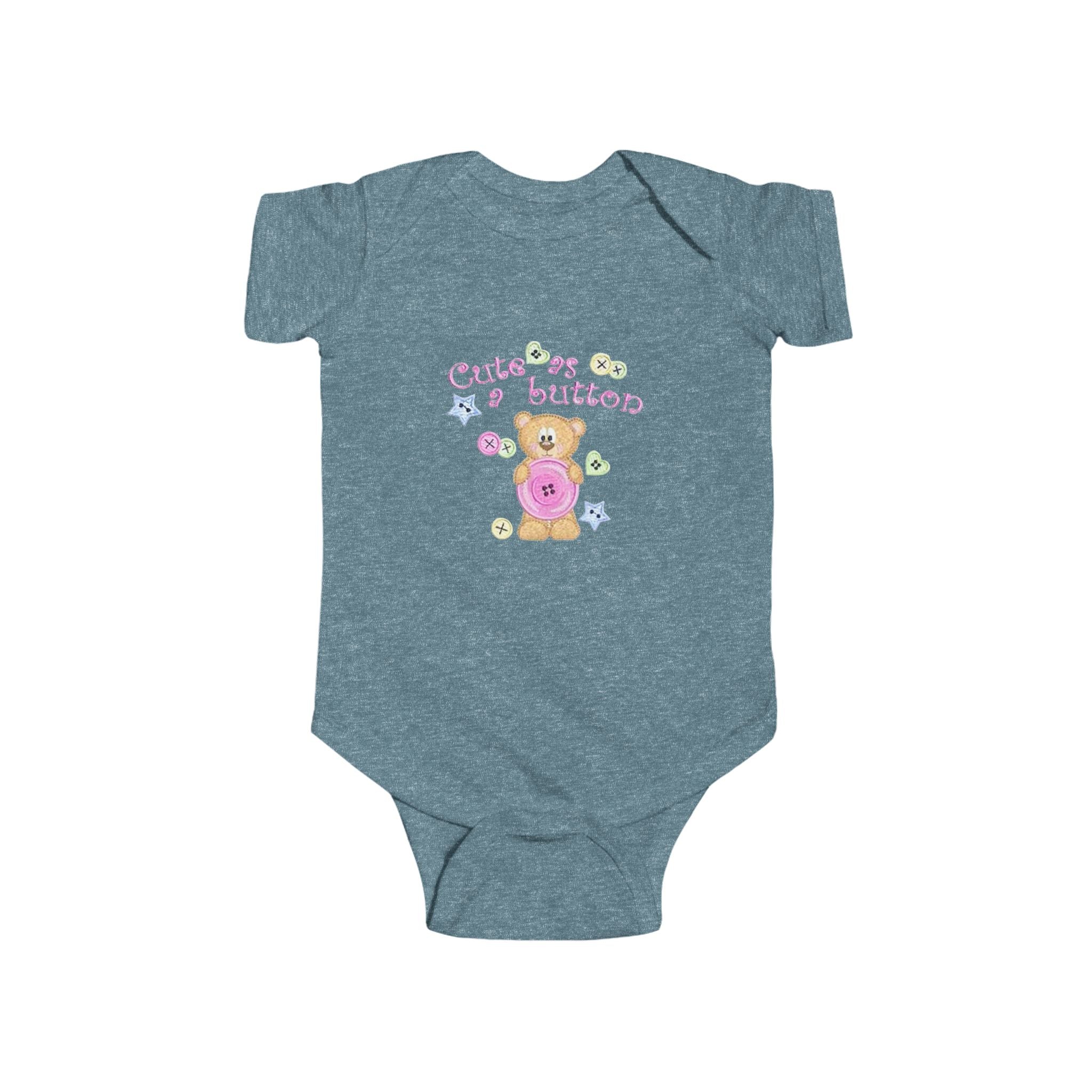 Infant Bodysuit "Cutie as a Button" Teddy Baby Onesie – Newborn Gift