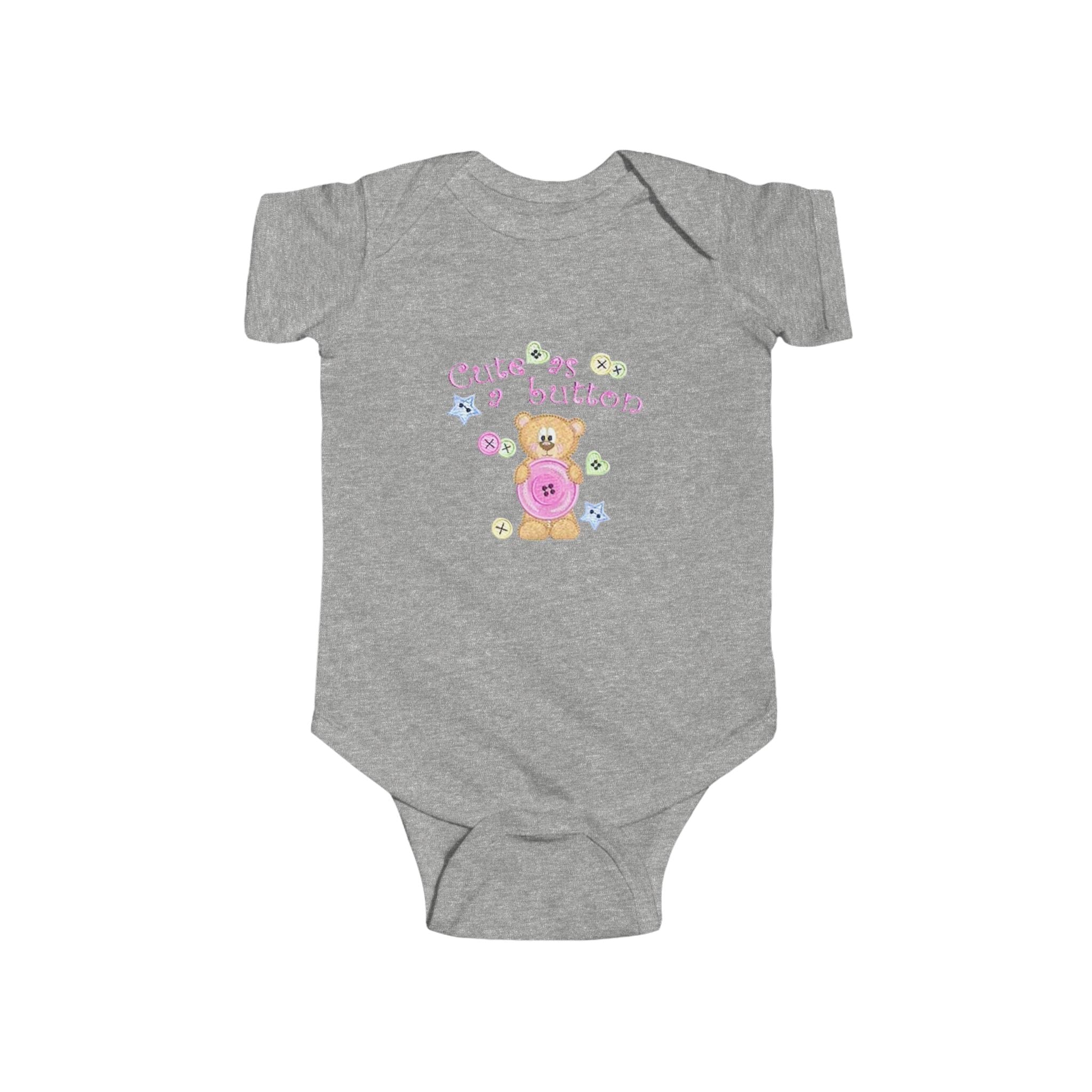 Infant Bodysuit "Cutie as a Button" Teddy Baby Onesie – Newborn Gift