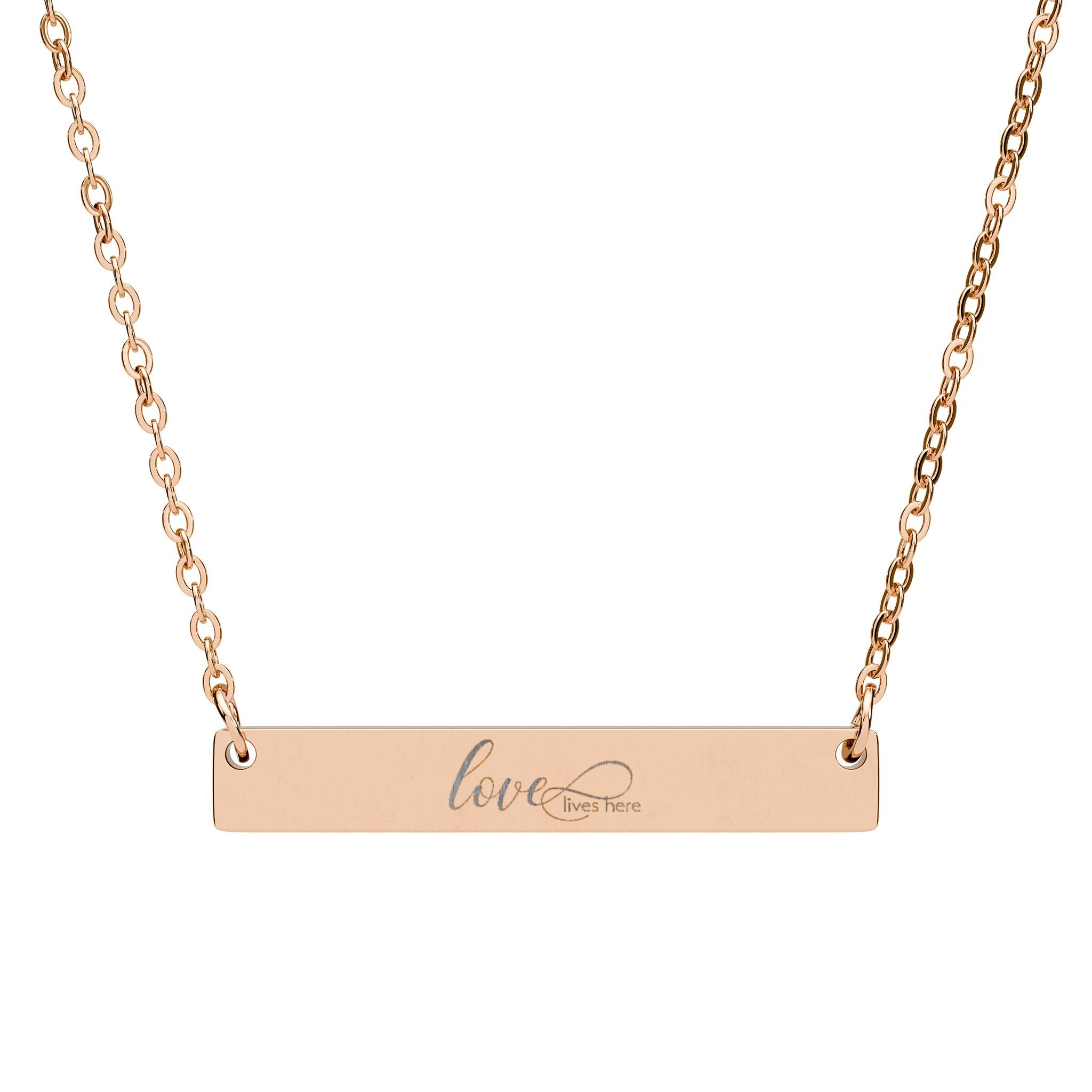 Engraved Horizontal Bar Necklace — Personalized Name or Message Pendant