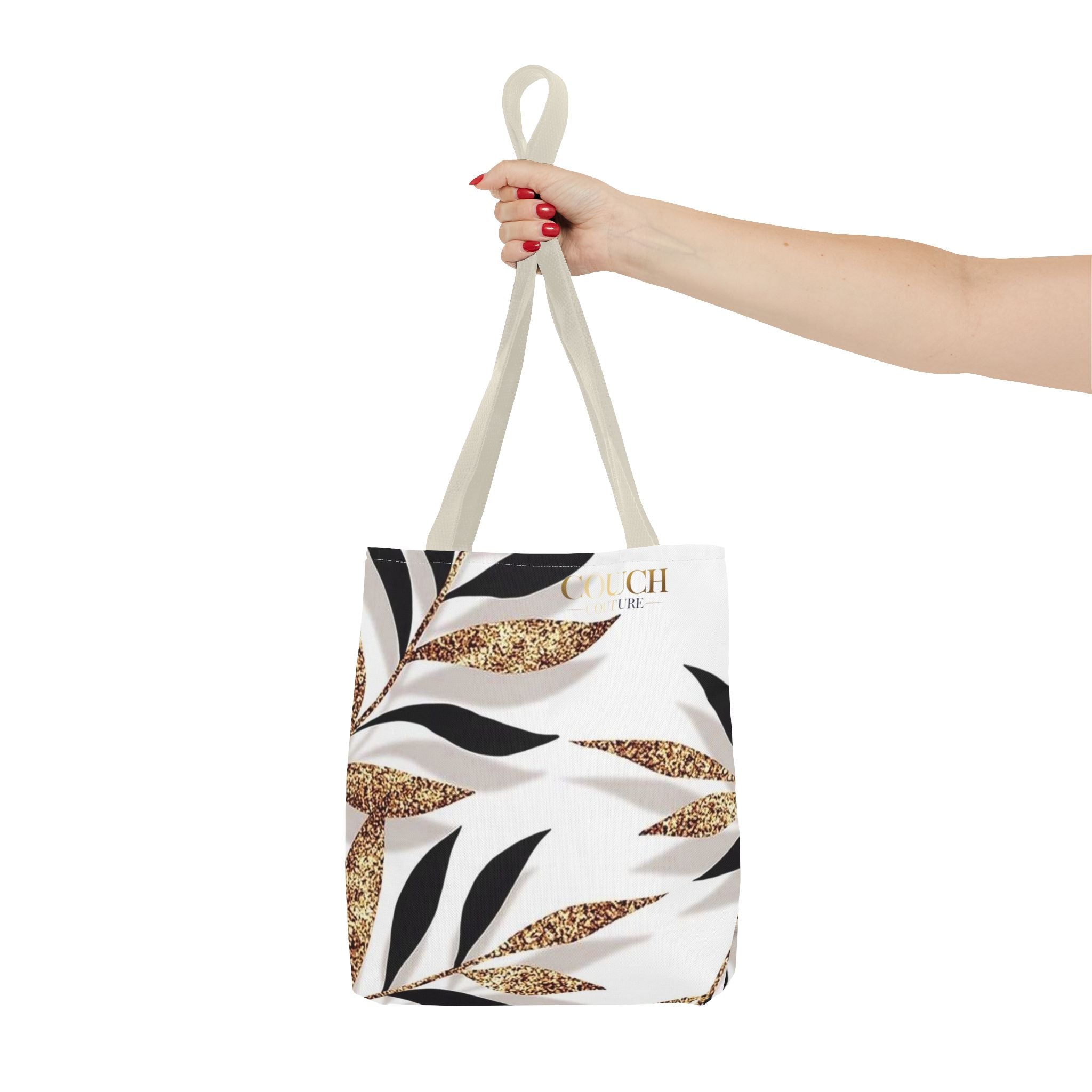 Gold Leaf Pattern Tote Bag – Chic Metallic Botanical All-Over Print Tote