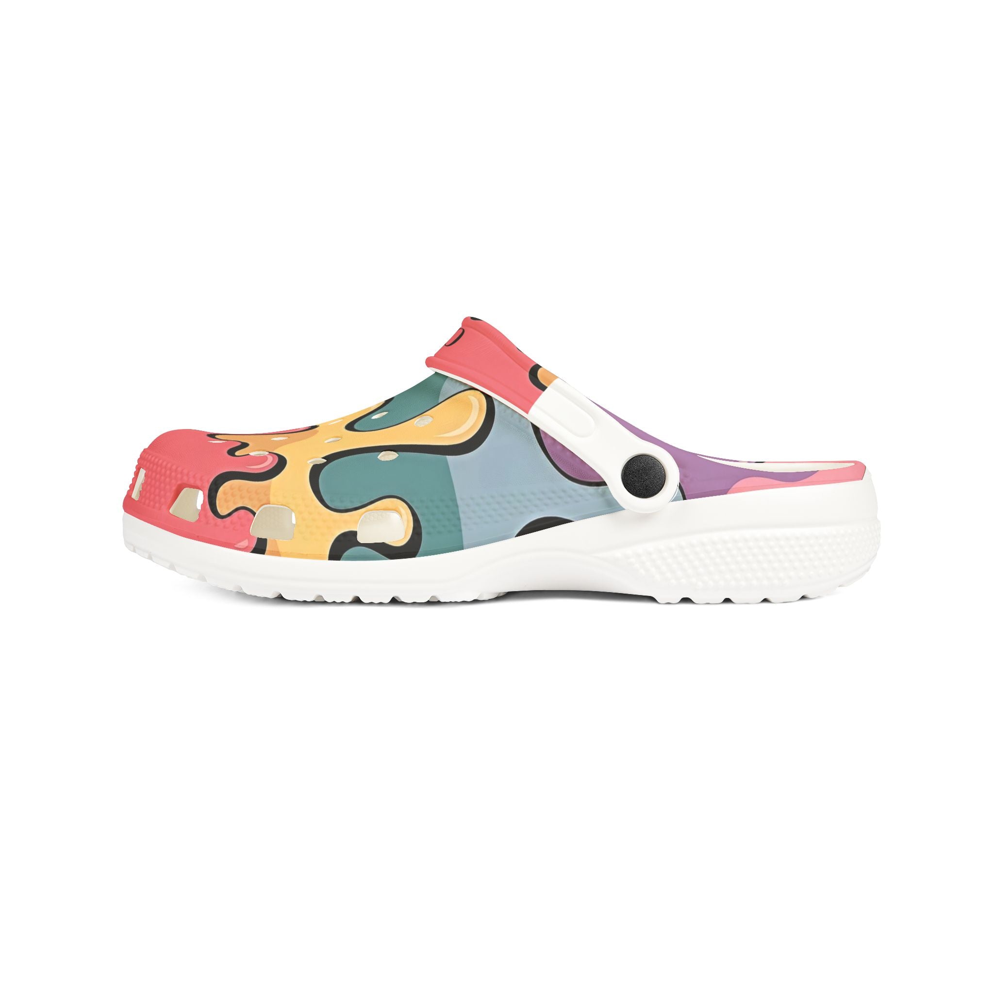 Colorful Drip Pattern EVA Foam Clogs — Fun Graphic Slip-On Shoes