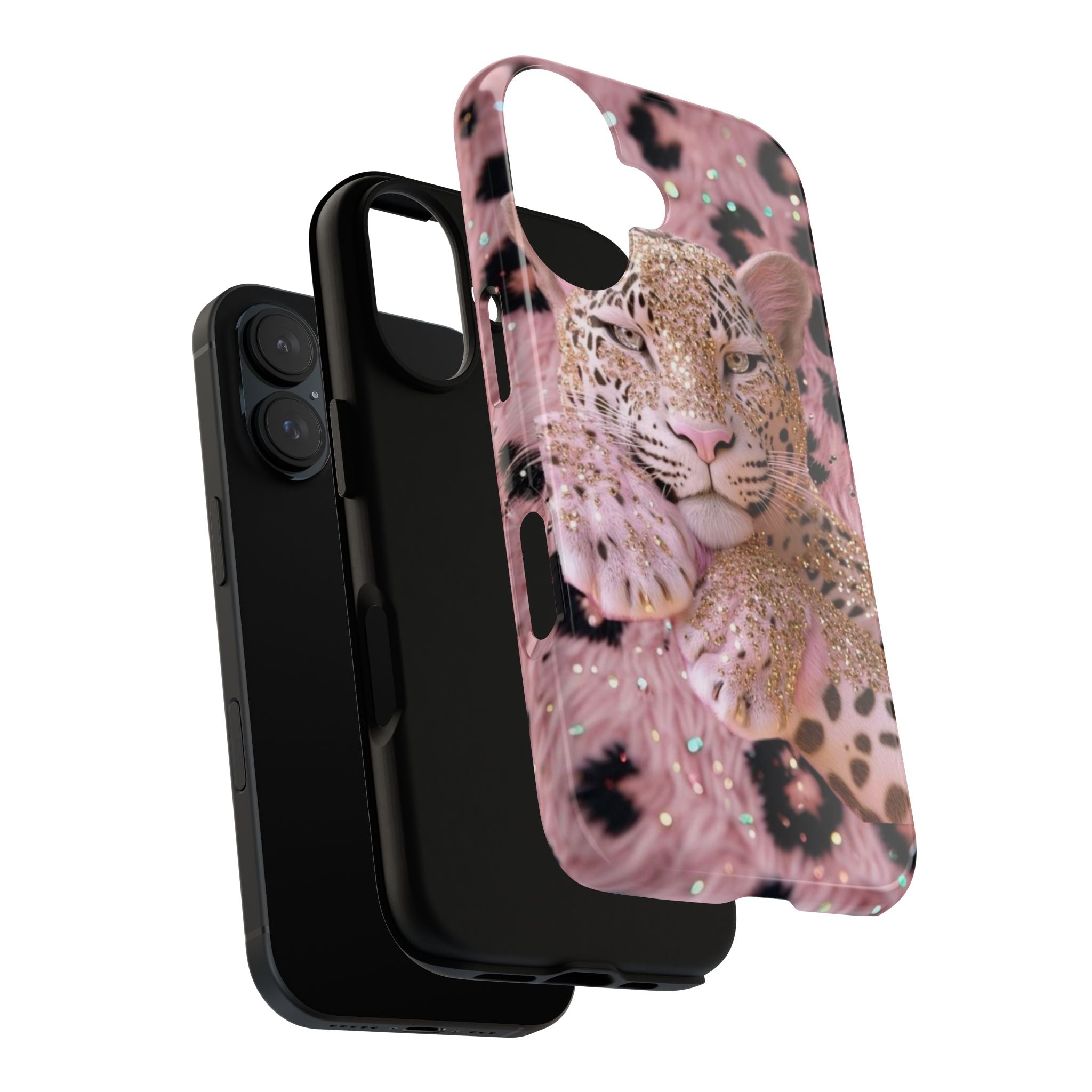 Leopard Luxe Tough Phone Case — Pink Glitter Cheetah Design