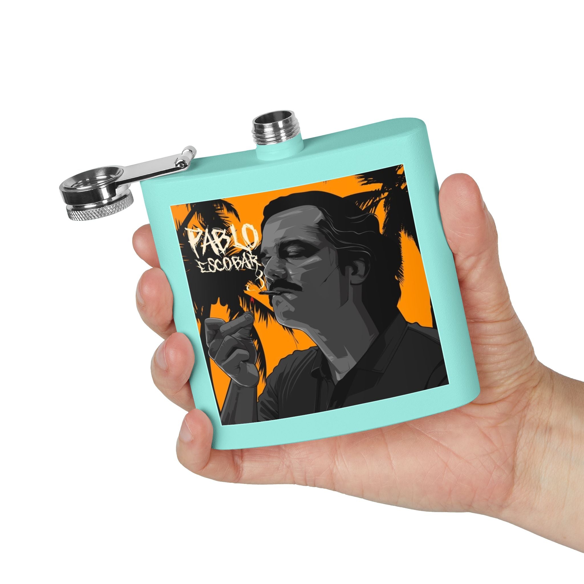 6oz Stainless Steel Flask — Retro Thriller Portrait Design