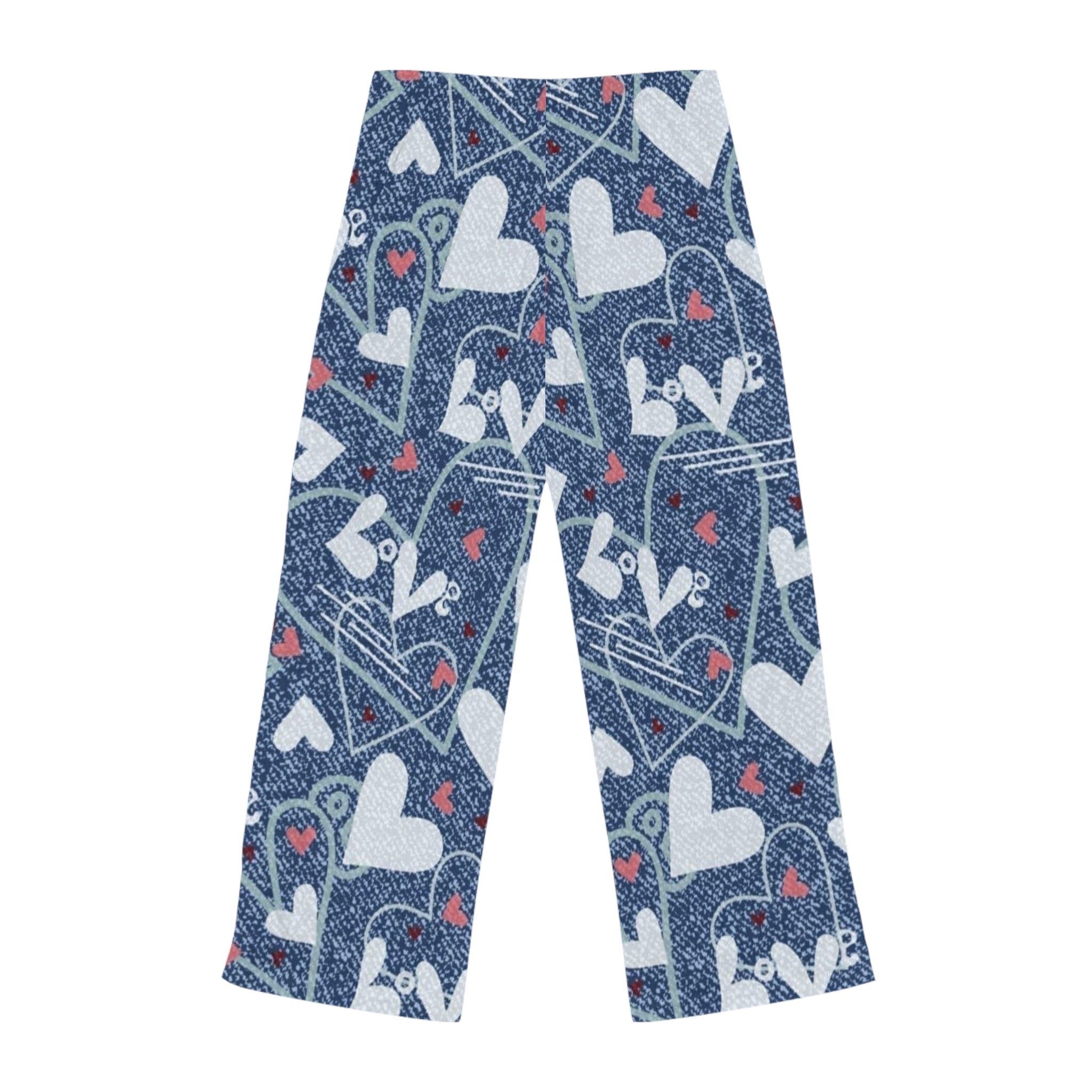 Love Pattern Pajama Pants — Women's Cozy Heart Lounge Pants