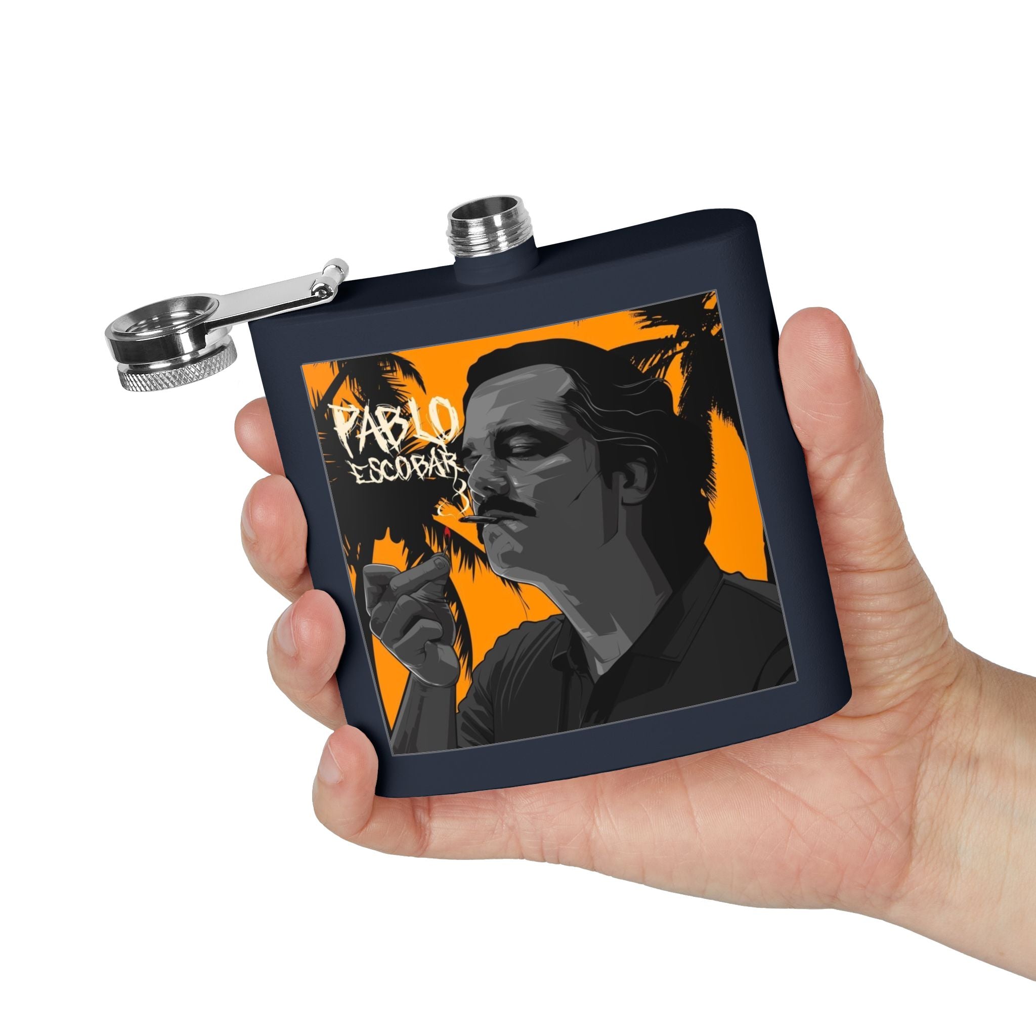 6oz Stainless Steel Flask — Retro Thriller Portrait Design