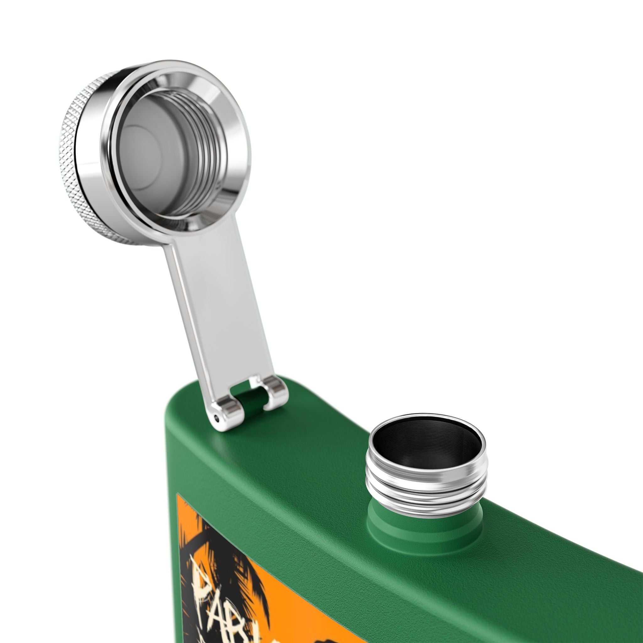 6oz Stainless Steel Flask — Retro Thriller Portrait Design