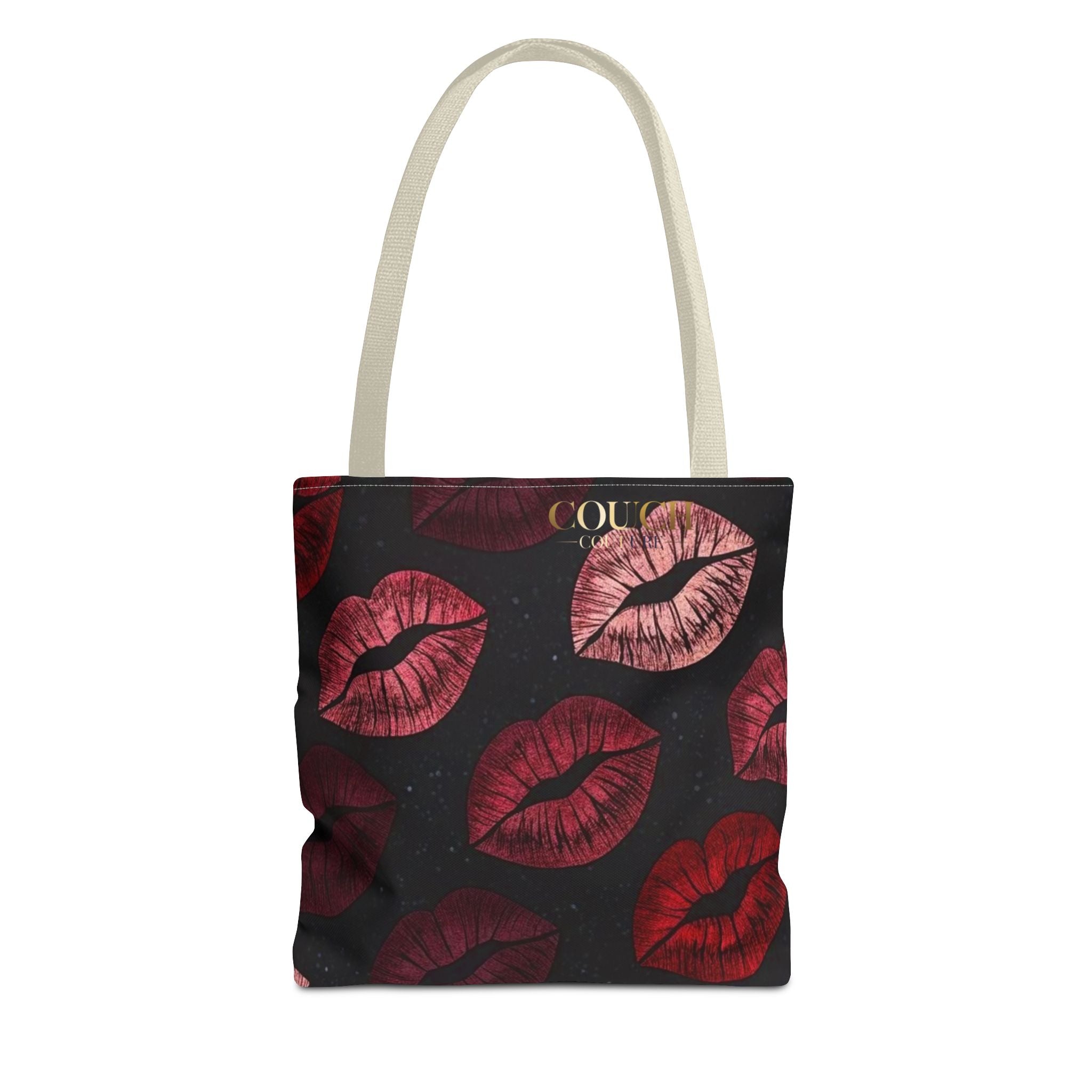 Kiss Print Tote Bag — Red Lip Pattern All-Over-Print Beach & Everyday Shopper