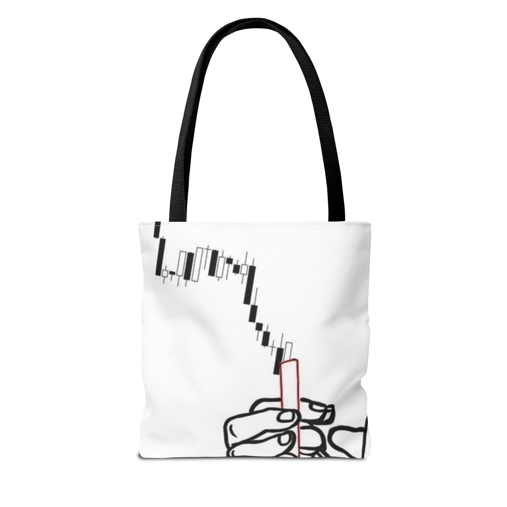 Minimalist Line Art Tote Bag — 'Touch the Trend' Candlestick Chart Design