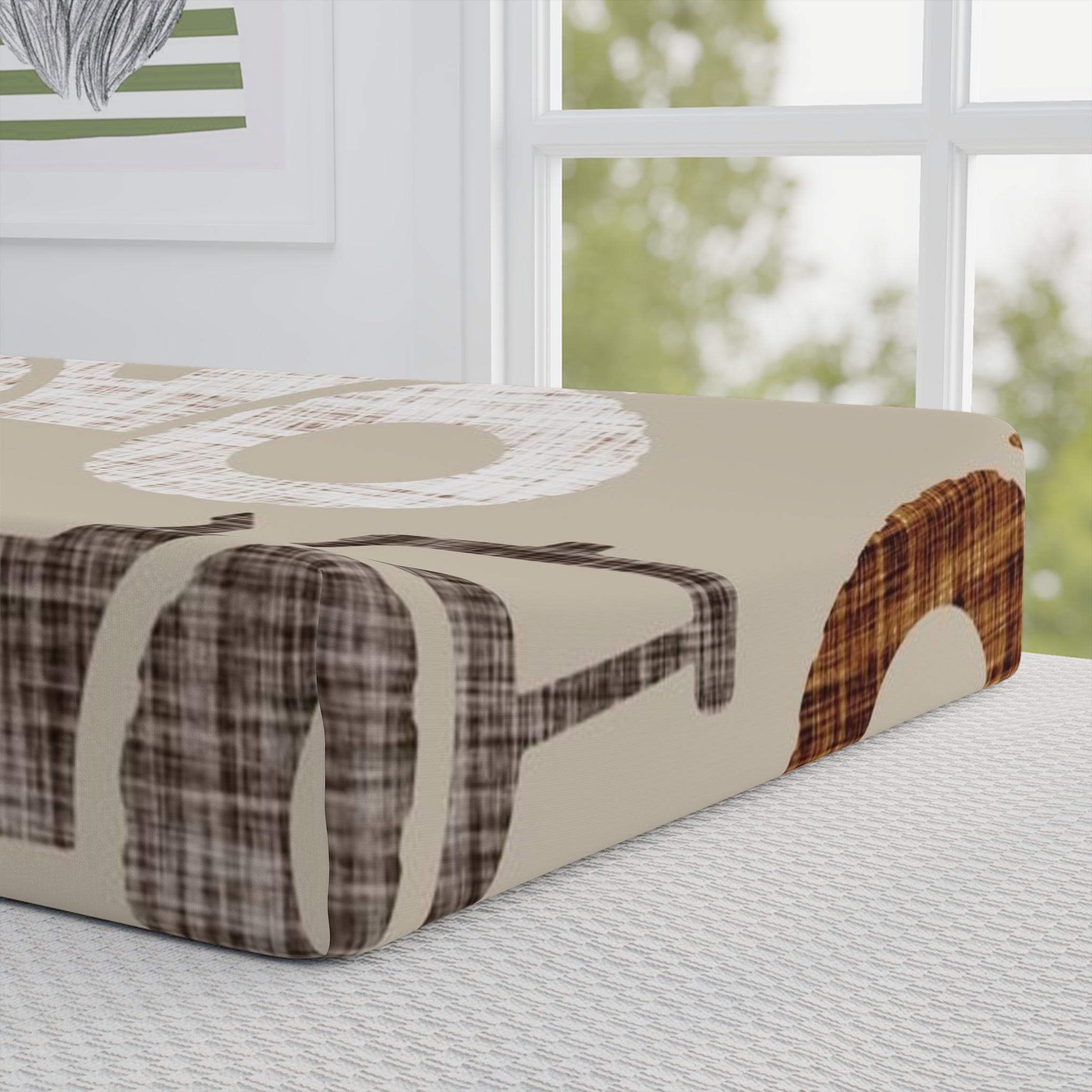 Neutral Woodland Stroller Baby Changing Pad Cover — Beige Nursery Crib Sheet