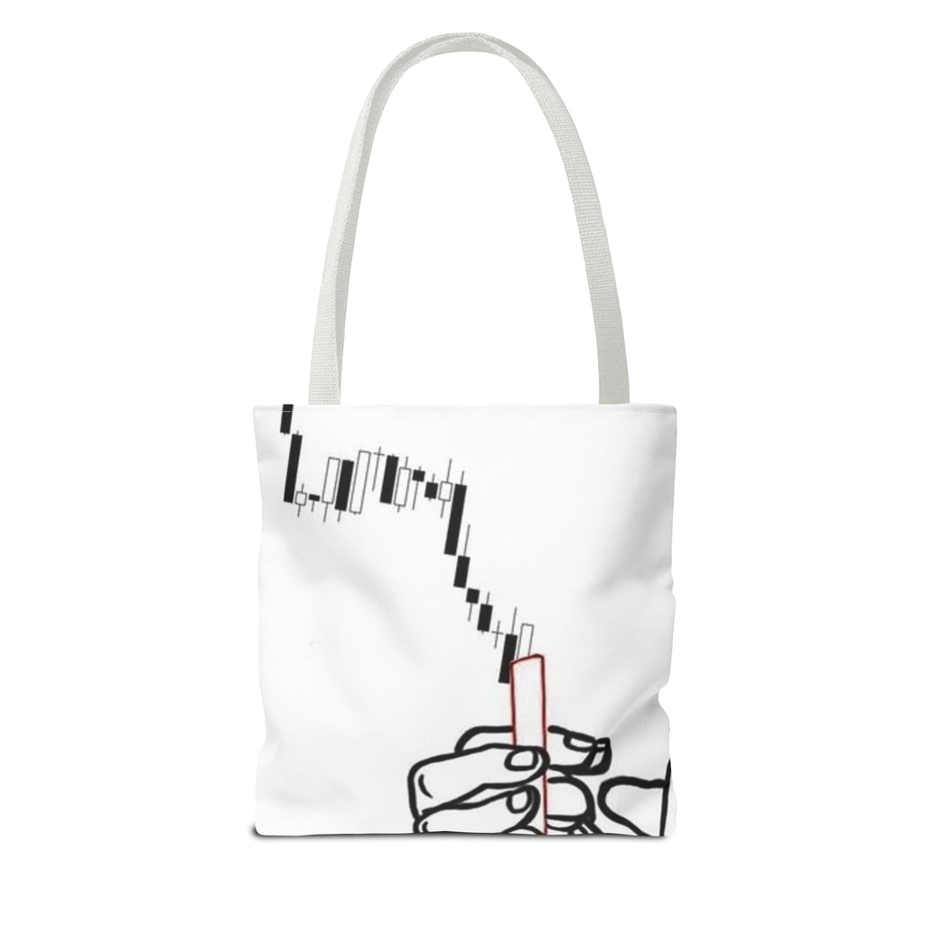 Minimalist Line Art Tote Bag — 'Touch the Trend' Candlestick Chart Design