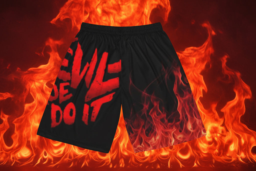 Devil Made Me Do It Basketball Shorts — Flame AOP Athletic Shorts