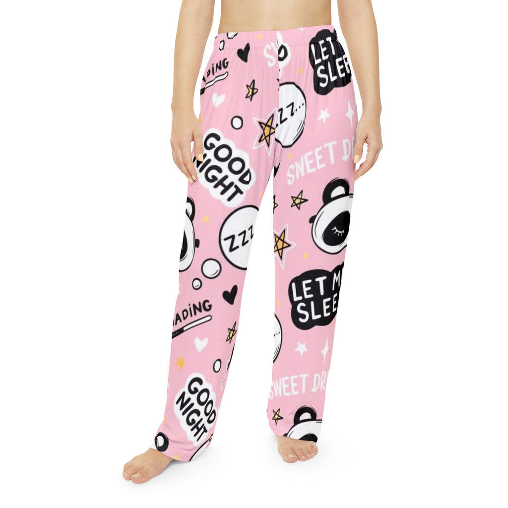 Pajama Pants — Pink 'Good Night / Let Me Sleep' All-Over Print Lounge Pants