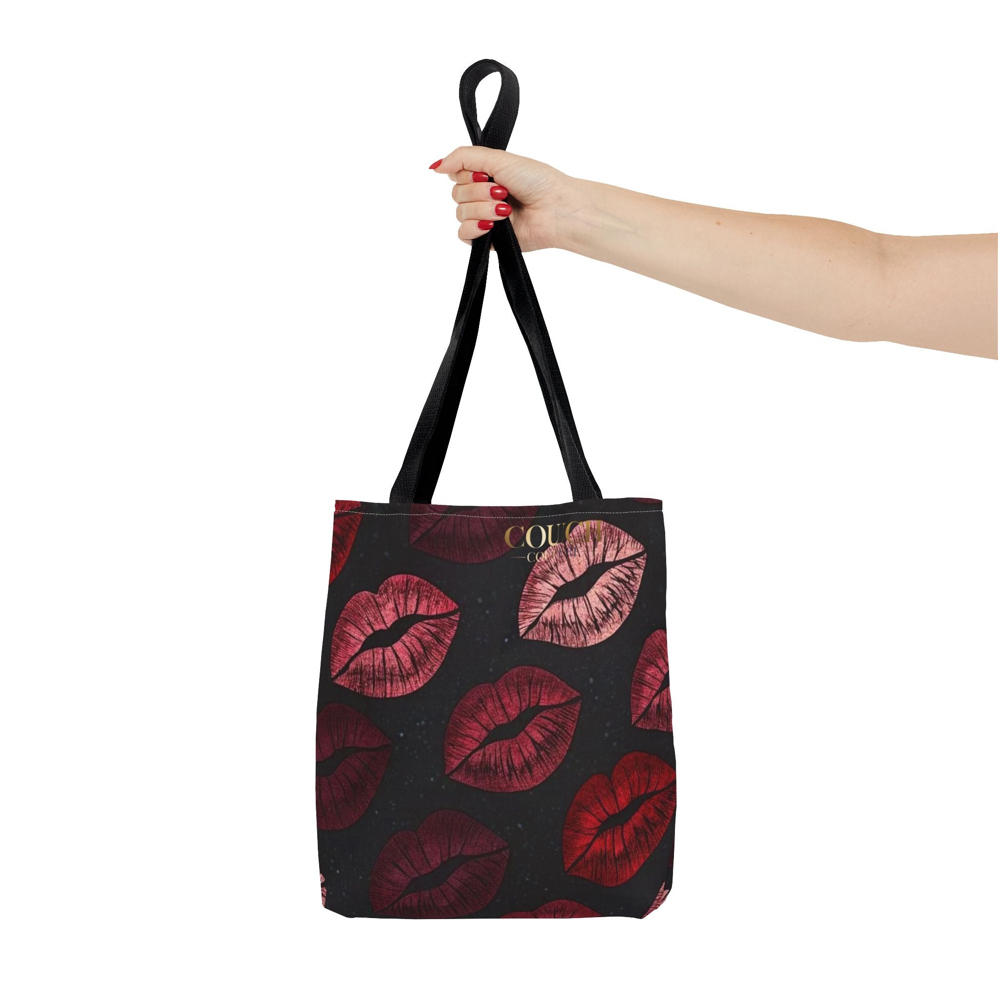 Kiss Print Tote Bag — Red Lip Pattern All-Over-Print Beach & Everyday Shopper