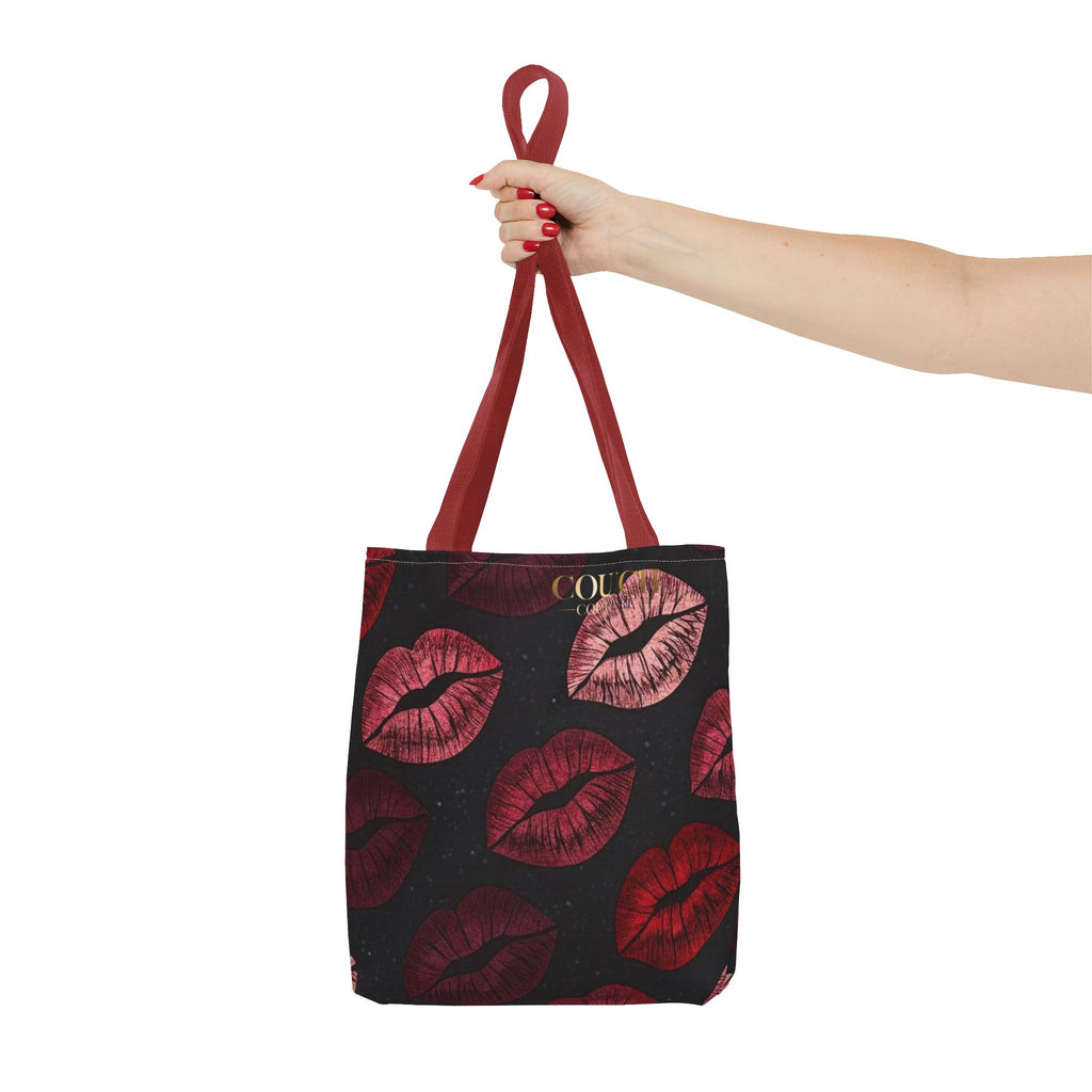Kiss Print Tote Bag — Red Lip Pattern All-Over-Print Beach & Everyday Shopper