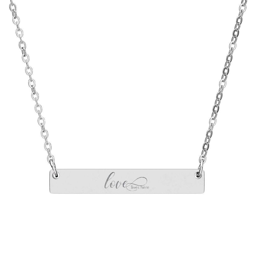 Engraved Horizontal Bar Necklace — Personalized Name or Message Pendant