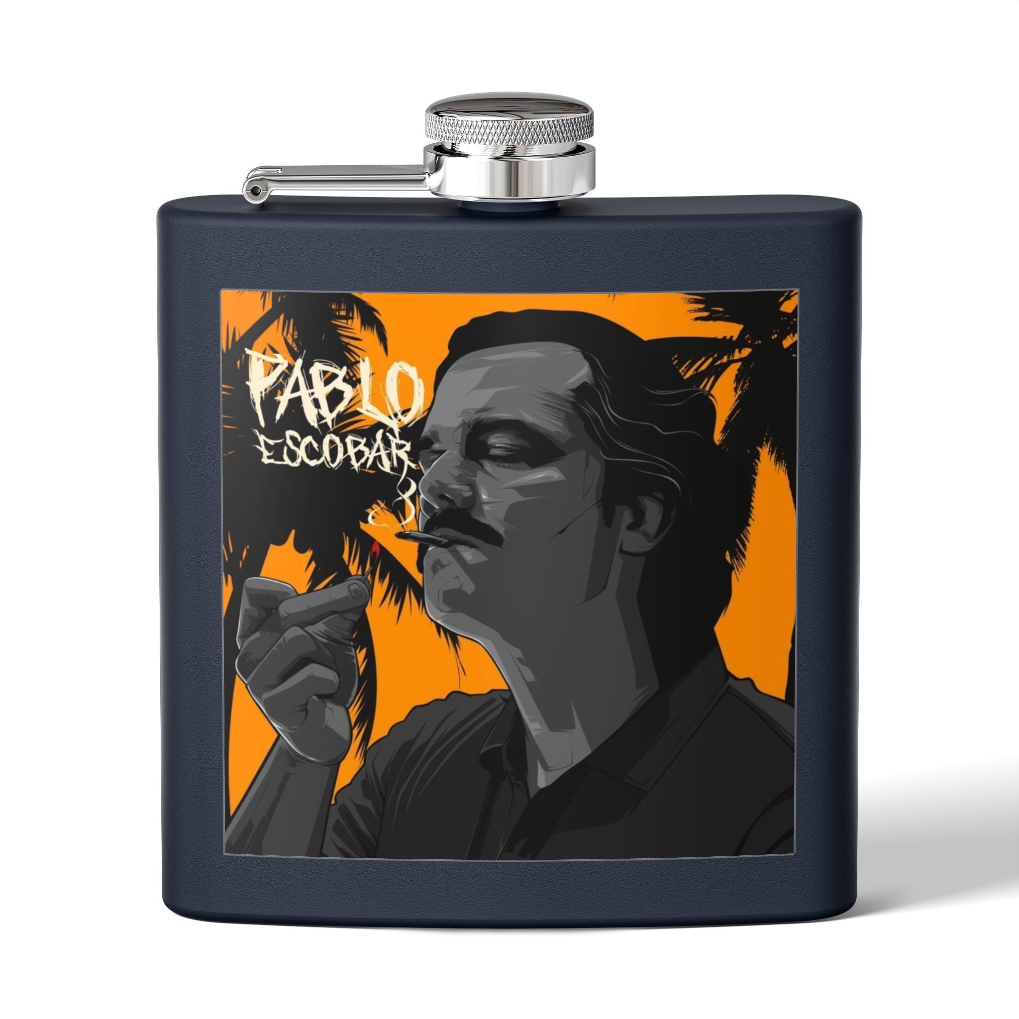 6oz Stainless Steel Flask — Retro Thriller Portrait Design