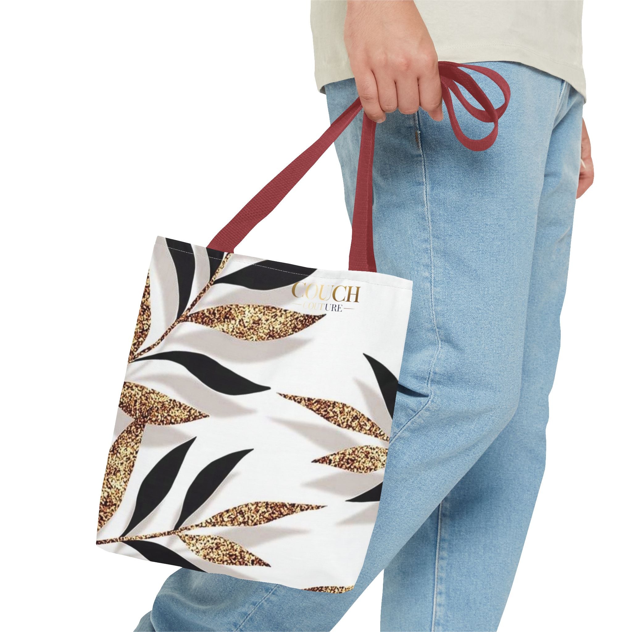 Gold Leaf Pattern Tote Bag – Chic Metallic Botanical All-Over Print Tote
