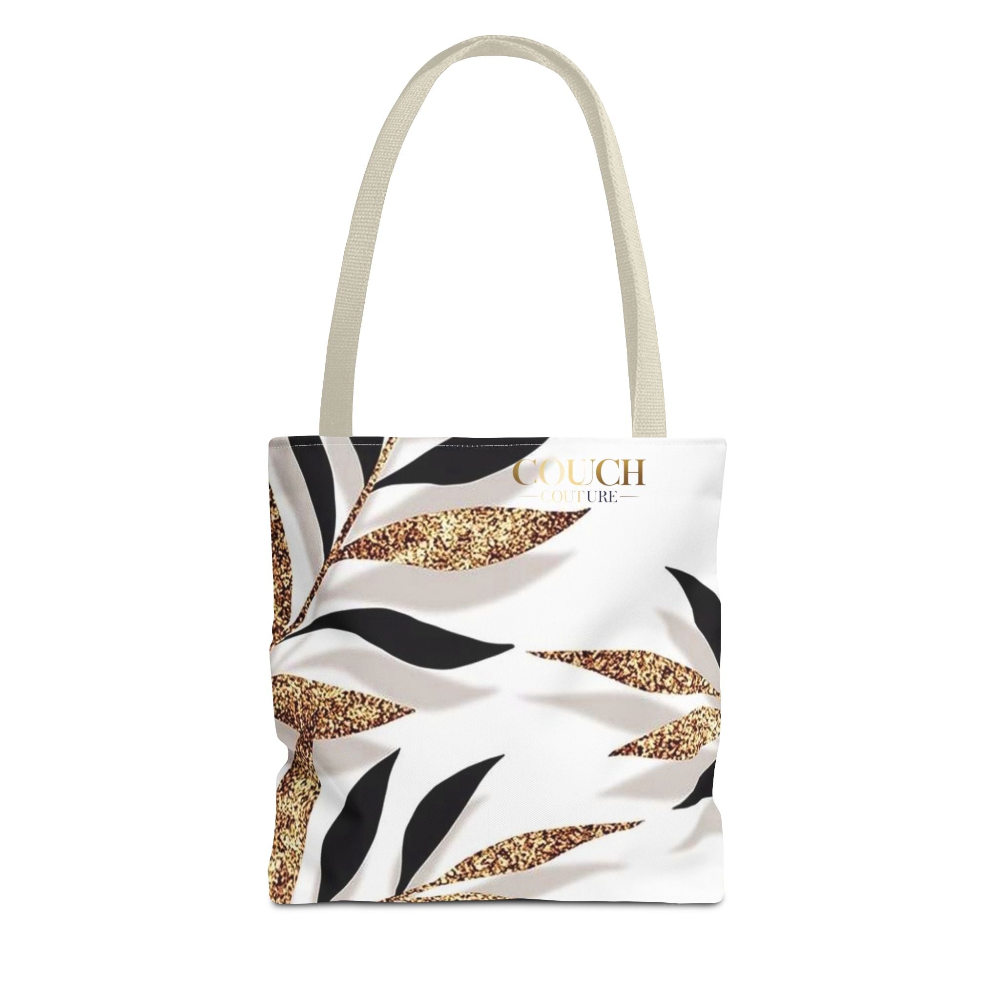 Gold Leaf Pattern Tote Bag – Chic Metallic Botanical All-Over Print Tote