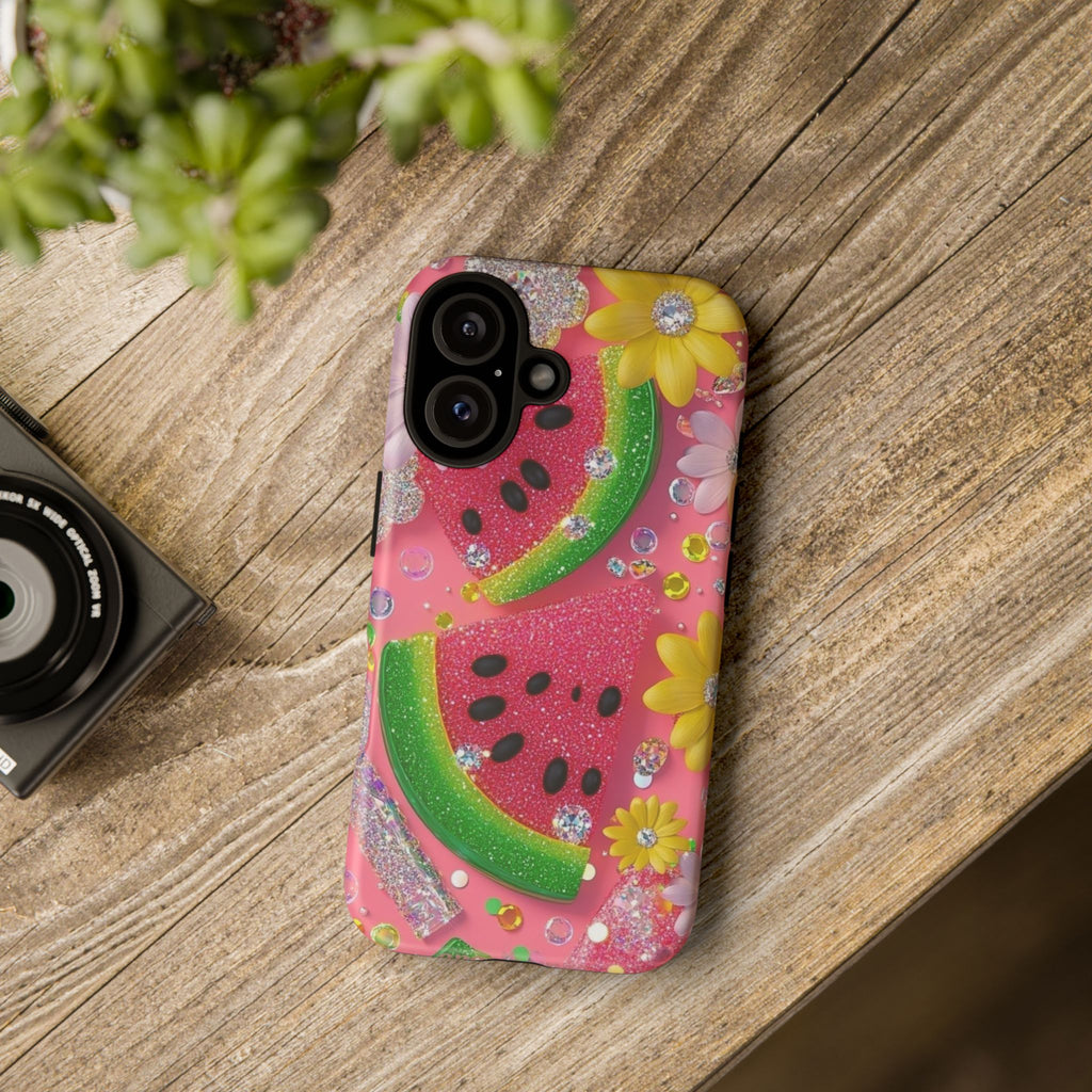 Glitter Watermelon Phone Case — Pink Sparkle Fruit iPhone Cover